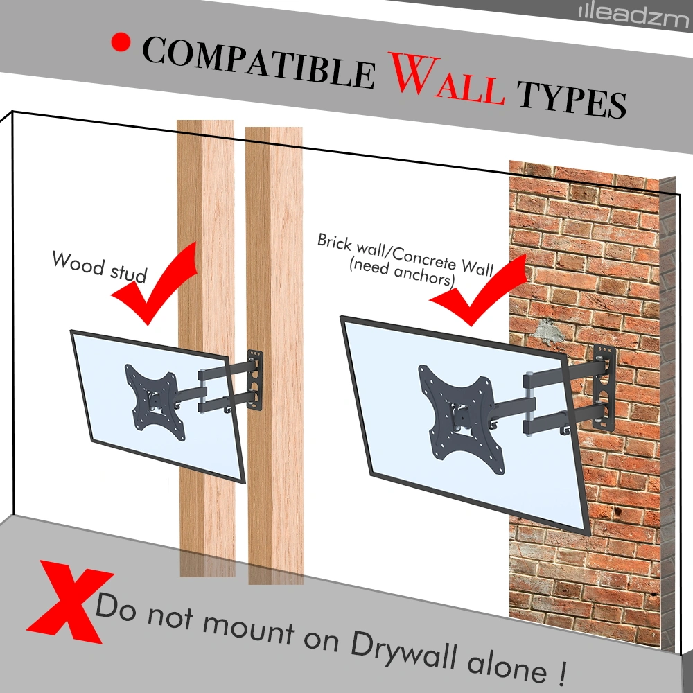 26-50" Adjustable Wall Mount Bracket Rotatable TV Stand TMX200 with Spirit Level view 17
