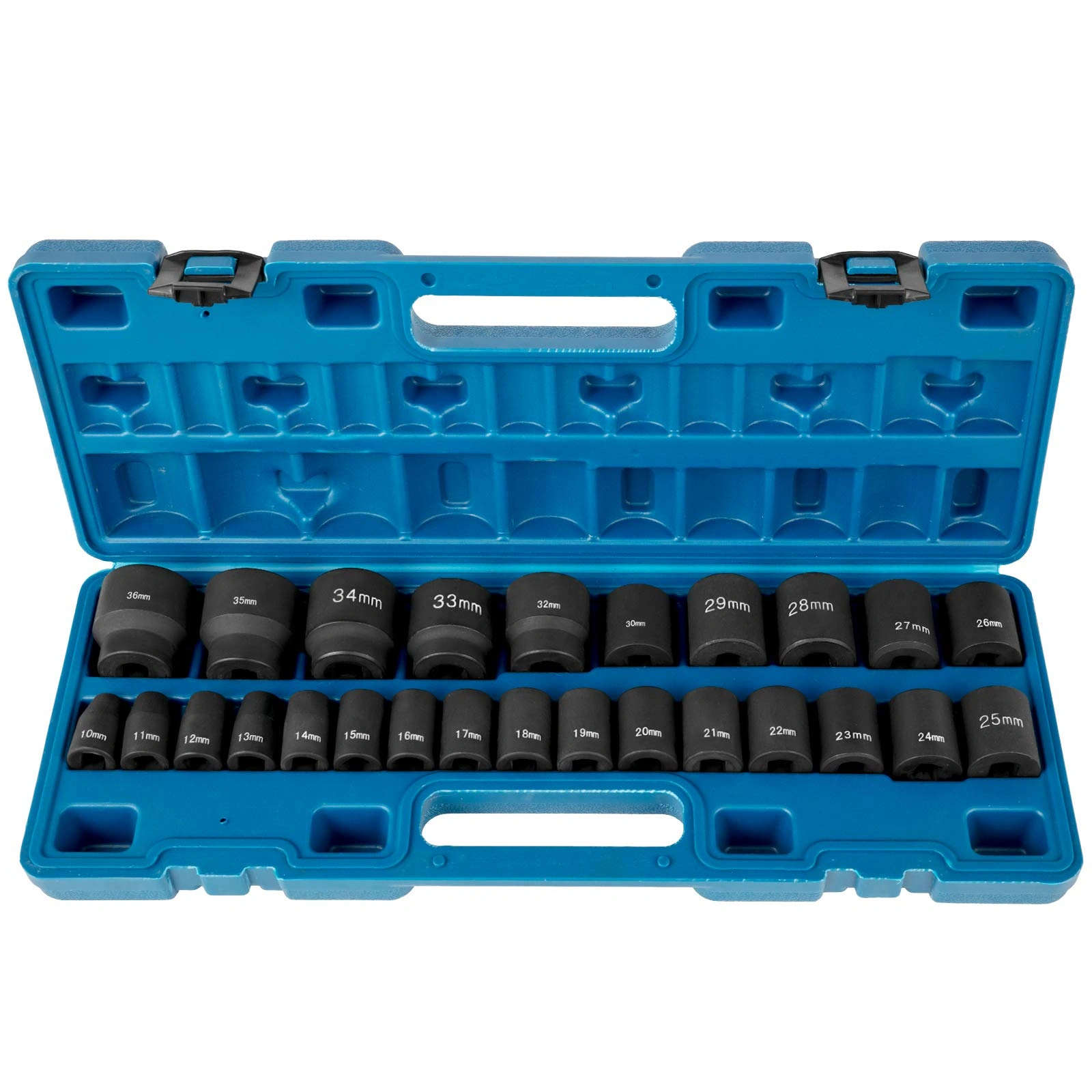 26-Piece 1/2 Drive Metric Impact Socket Set, 12-Point Shallow Box End Sockets for Automotive & Mechanics