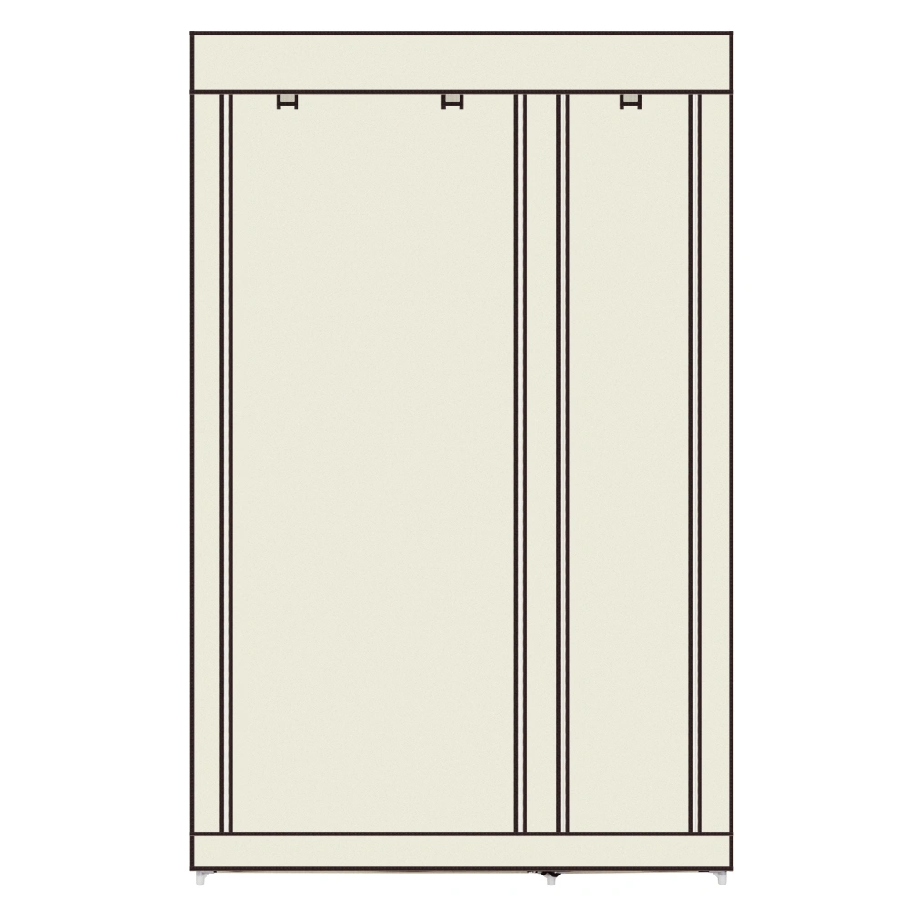 67" Portable Clothes Closet Wardrobe, Beige Non-Woven Fabric with Hanging Rod, Easy Assembly view 2