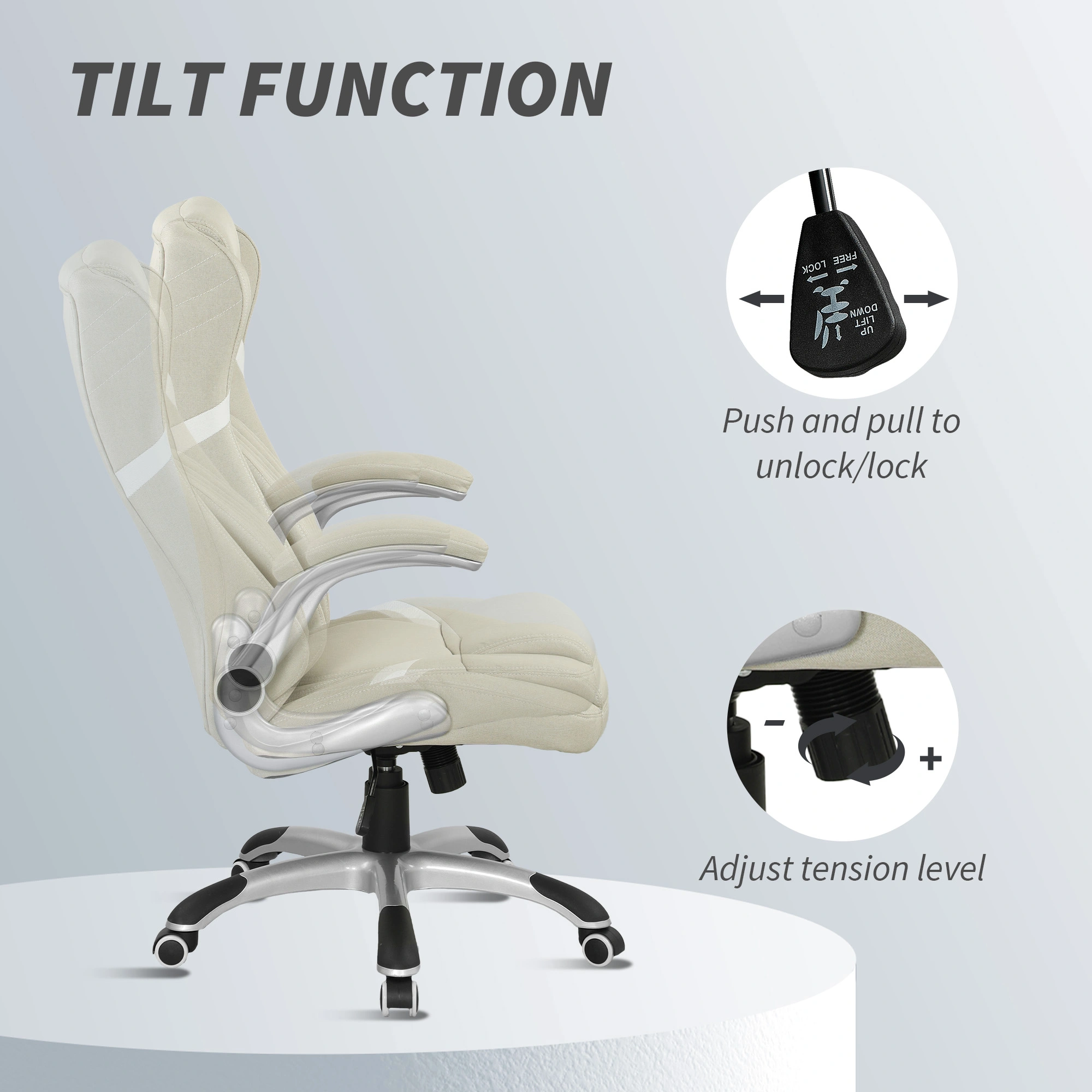 Ergonomic Office Chair with Built-in Massage Function - Adjustable Lumbar Support Swivel Task Chair for Home Office view 3