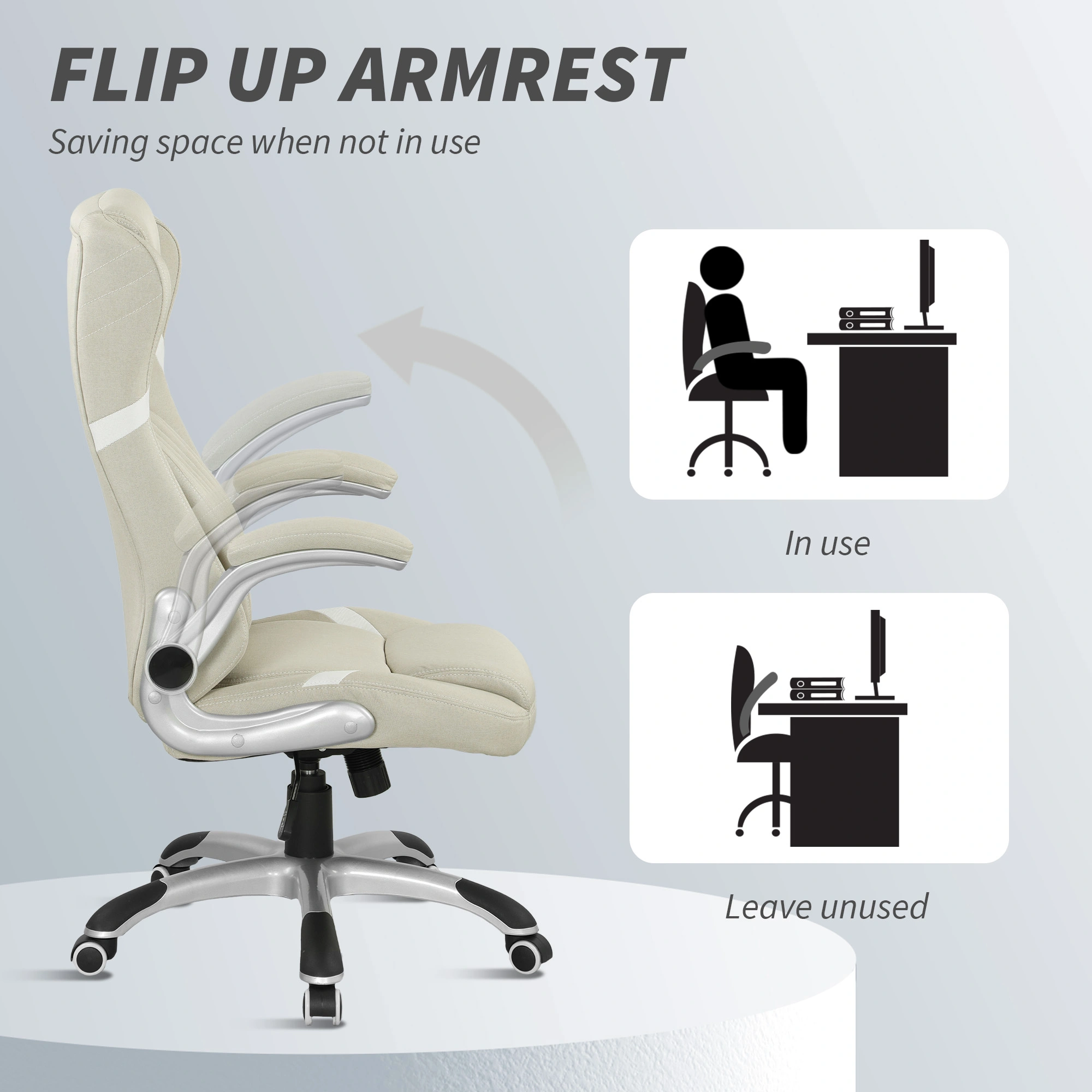 Ergonomic Office Chair with Built-in Massage Function - Adjustable Lumbar Support Swivel Task Chair for Home Office view 5