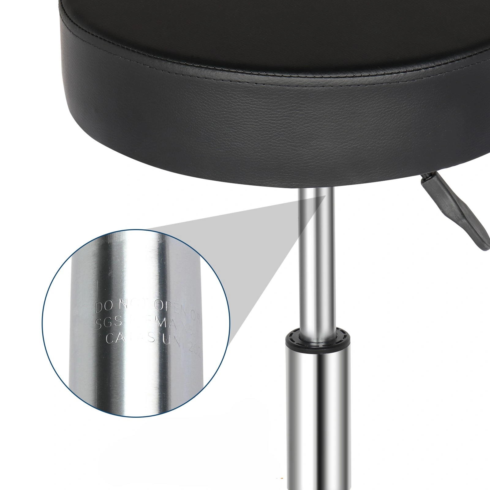 Professional Salon Stool with Spider Base - 8cm Thick Molded Foam, Semi-PU Leather, SGS Certified Gas Lift, 150kg Capacity, Nylon Casters (Black) view 16