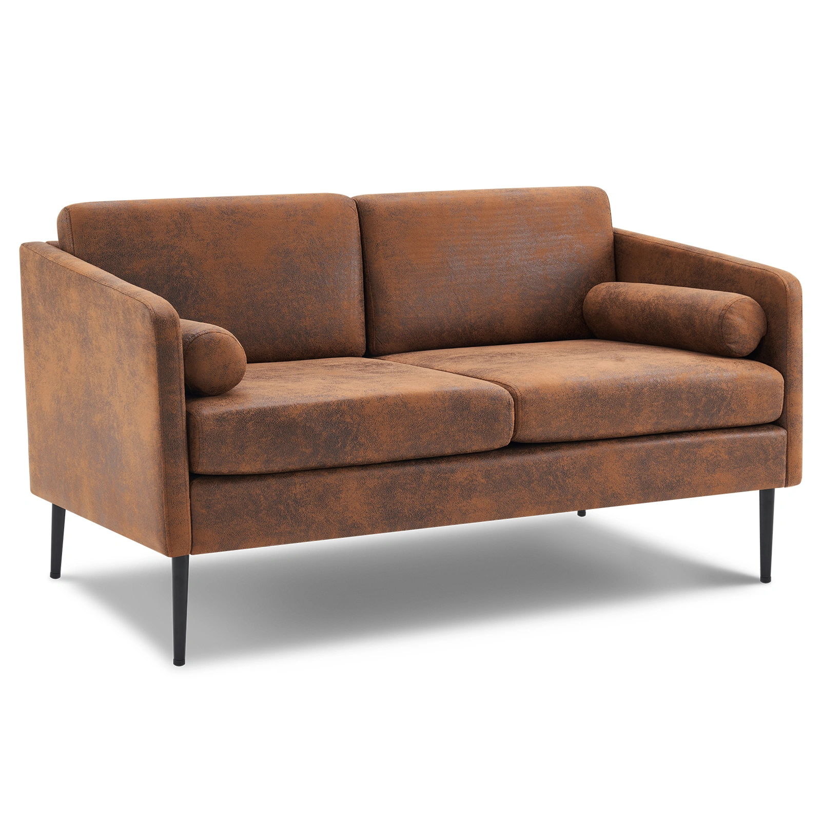 134*71*74cm Hot Stamping Cloth With Pillow Two-seater Surrounding Chair Indoor Two-seater Sofa Brown
