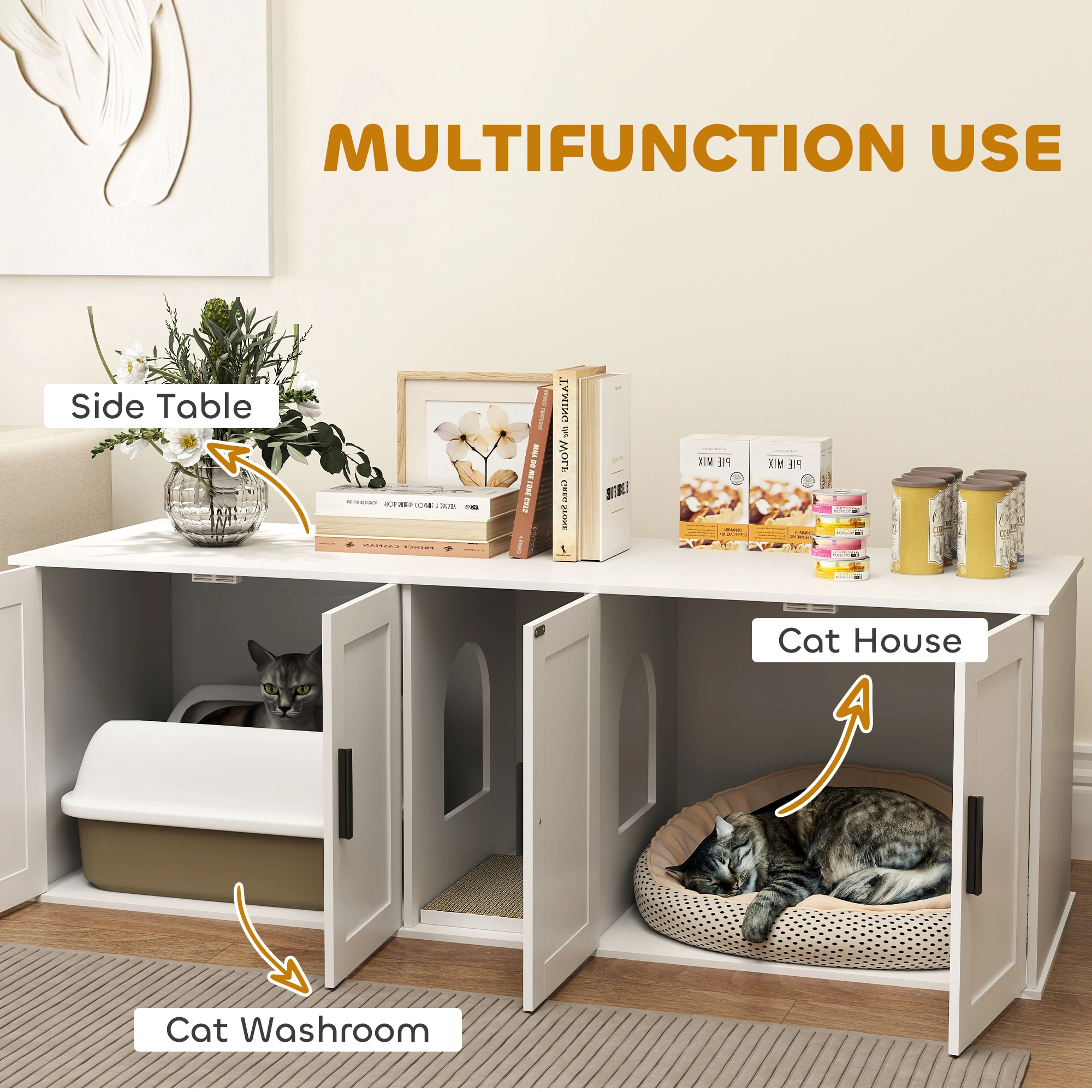 Wooden Cat House, Indoor Outdoor Pet Shelter with Warm Insulated Design for Small to Medium Cats view 4