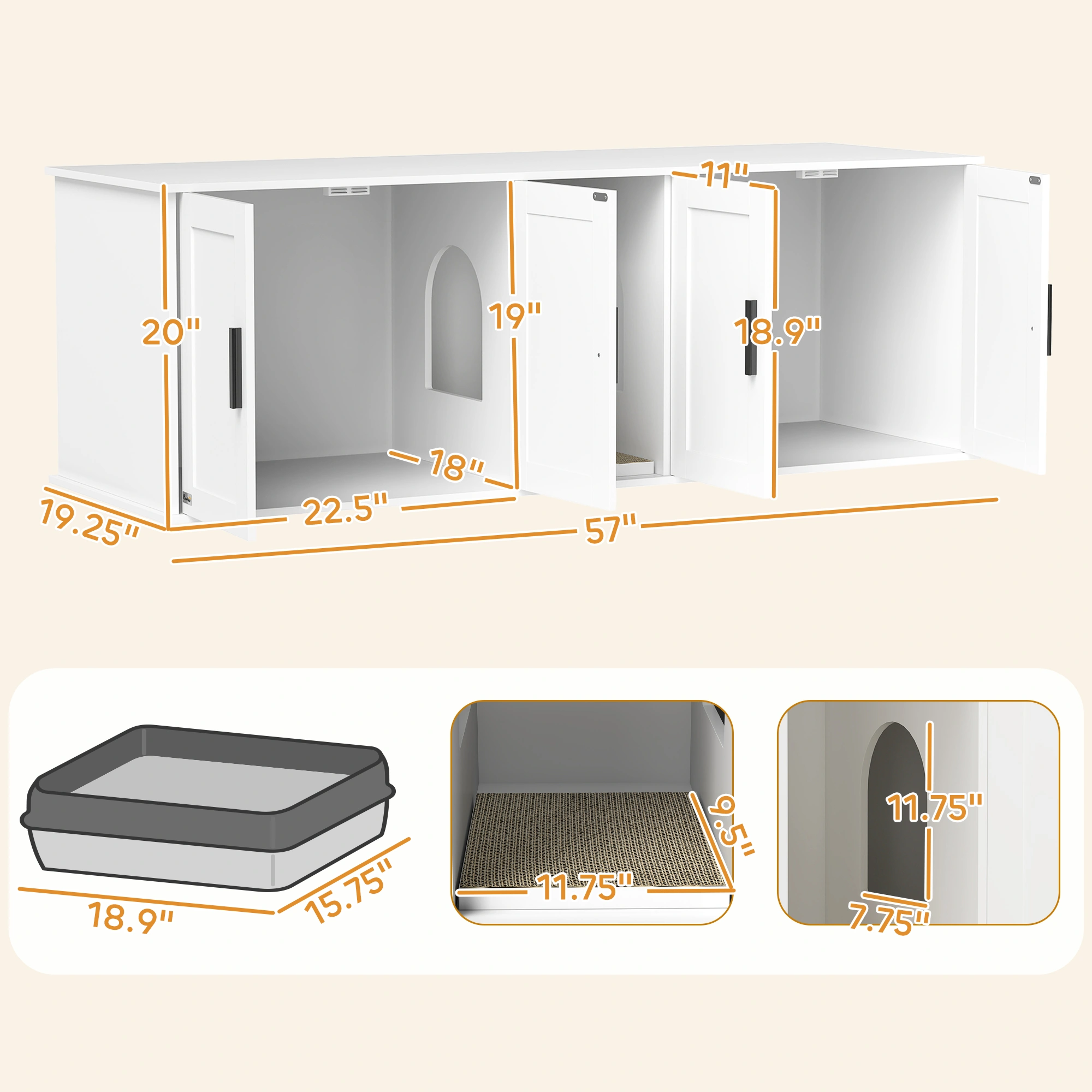 Wooden Cat House, Indoor Outdoor Pet Shelter with Warm Insulated Design for Small to Medium Cats view 5