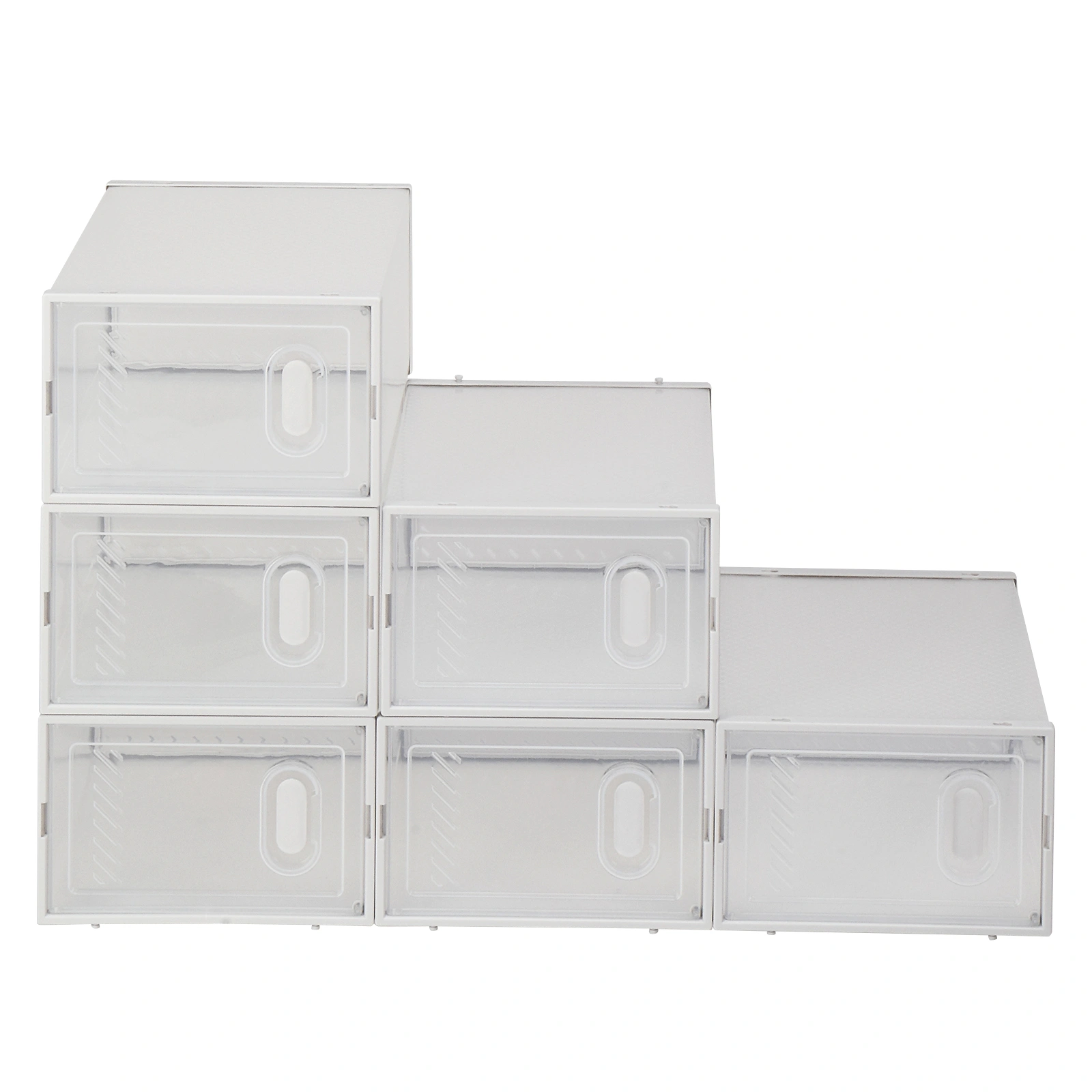 Shoe Storage Boxes 6 Pack Clear Plastic Stackable - White view 2