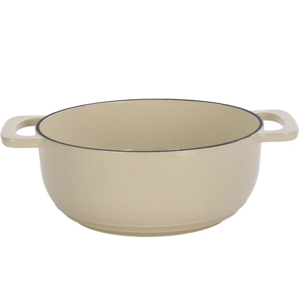 Cast iron 6QT cooking pot - ceramic white - comes with two silicone gloves - Enamel pot view 4