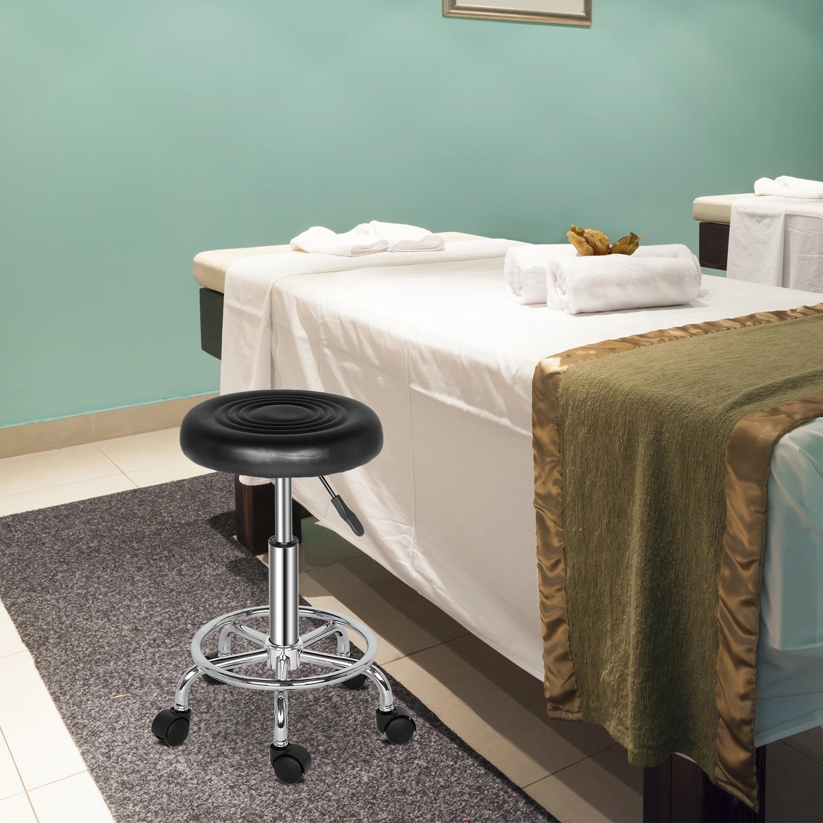 Round Stool with Lines Rotation Bar Stool Black view 19