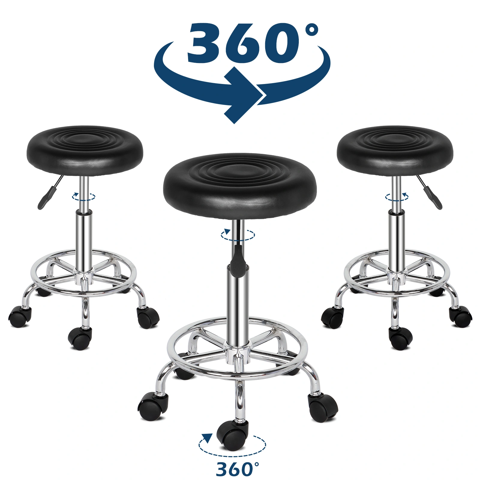Round Stool with Lines Rotation Bar Stool Black view 20
