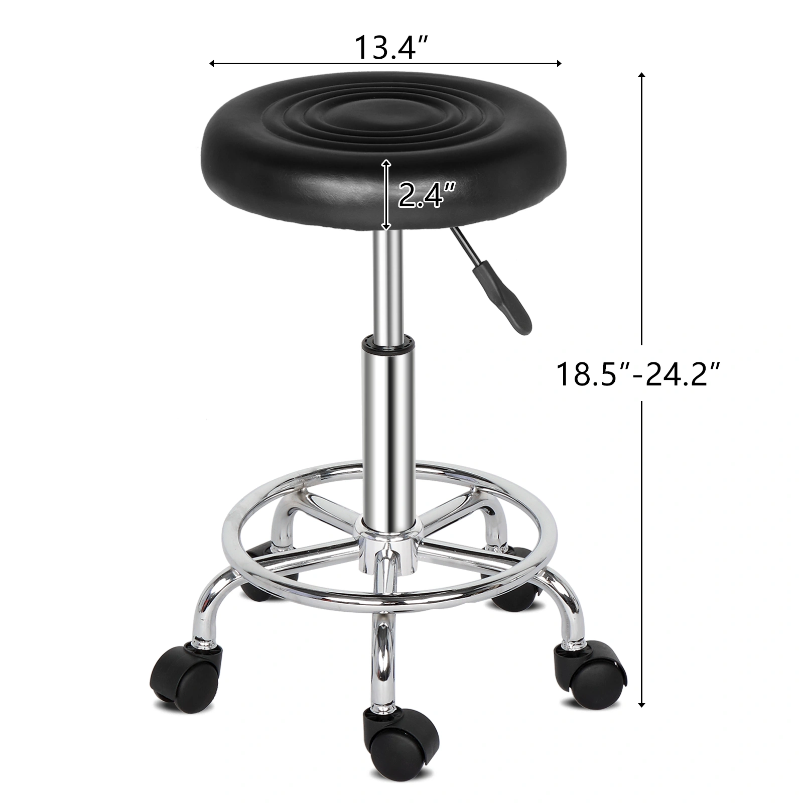 Round Stool with Lines Rotation Bar Stool Black view 25