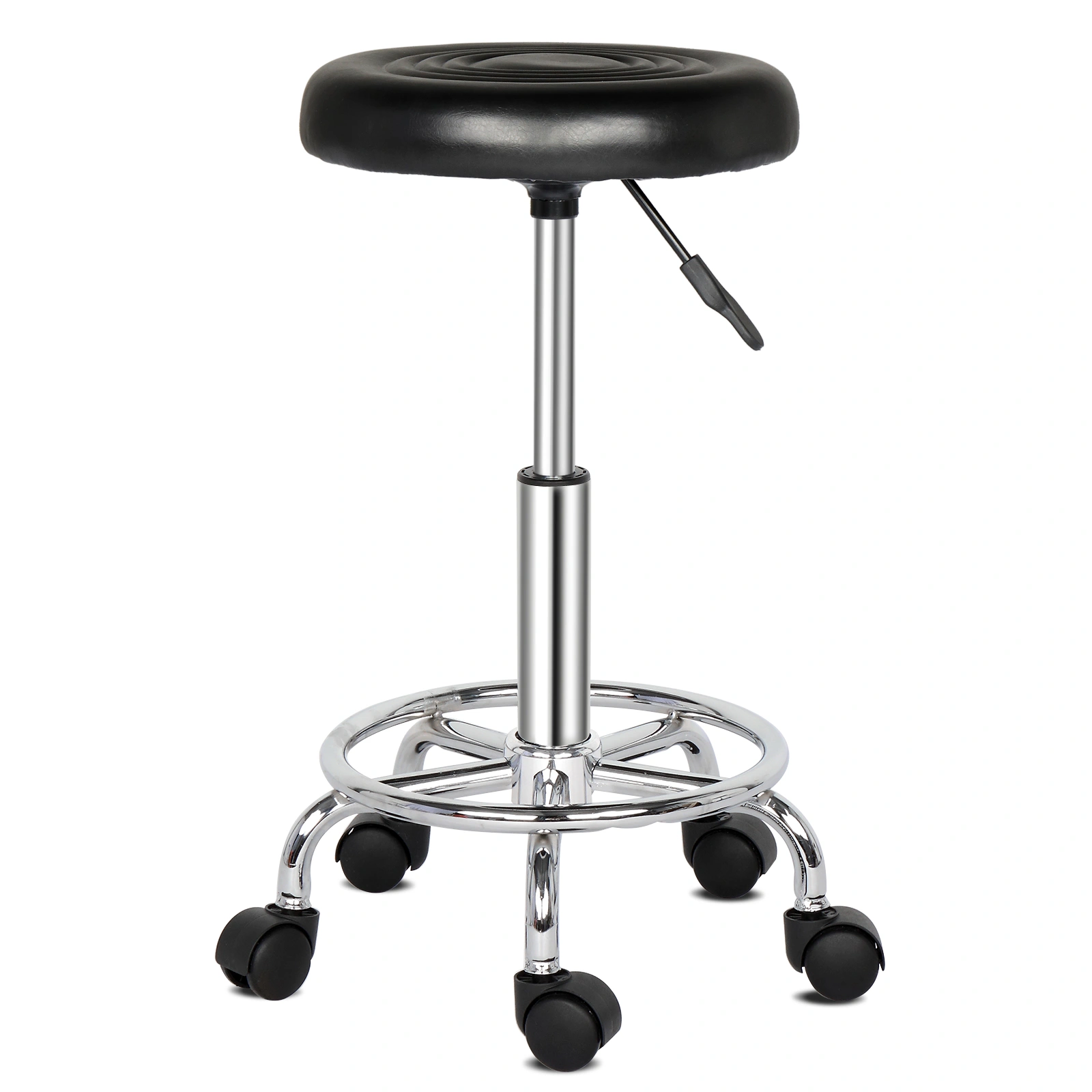 Round Stool with Lines Rotation Bar Stool Black view 4