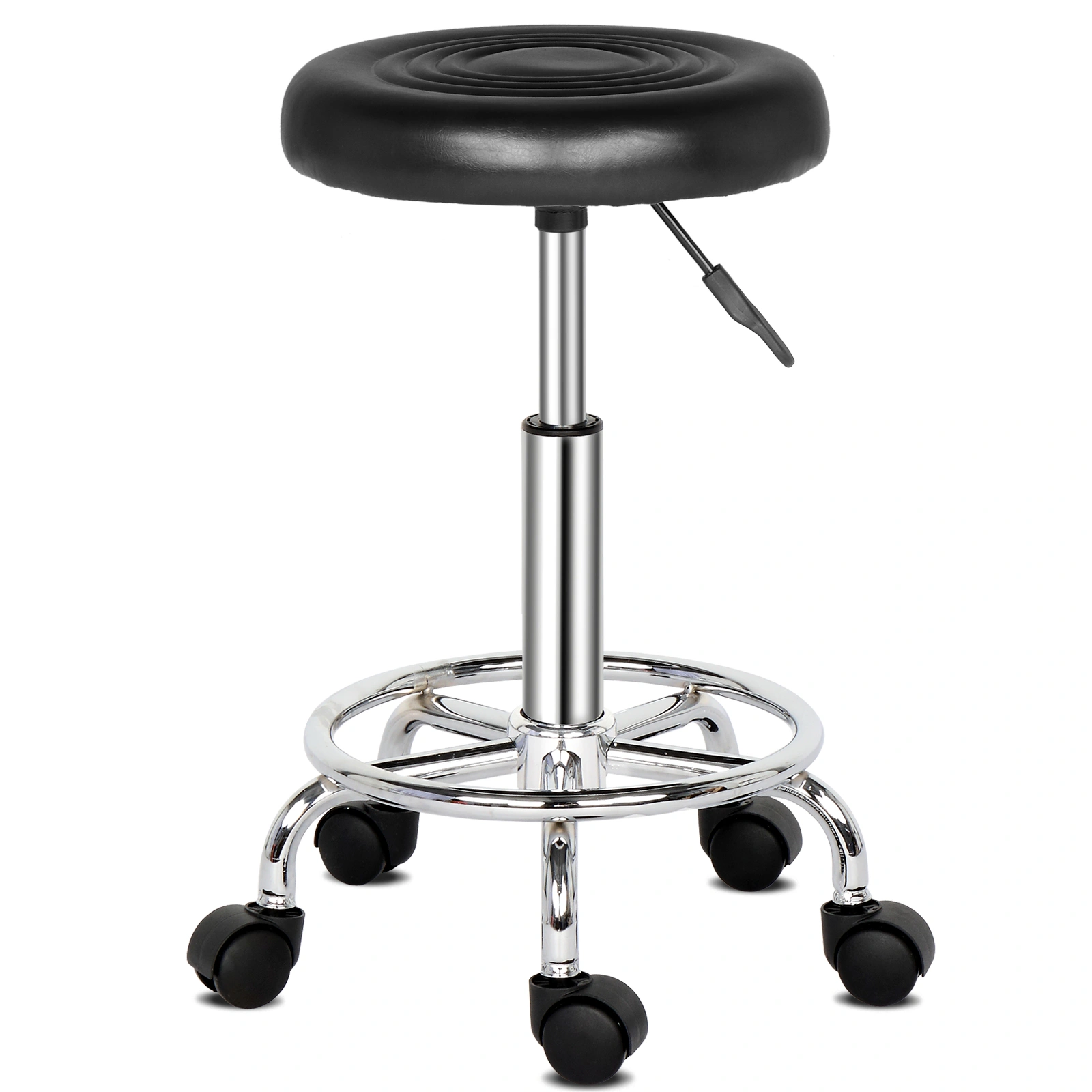 Round Stool with Lines Rotation Bar Stool Black view 5
