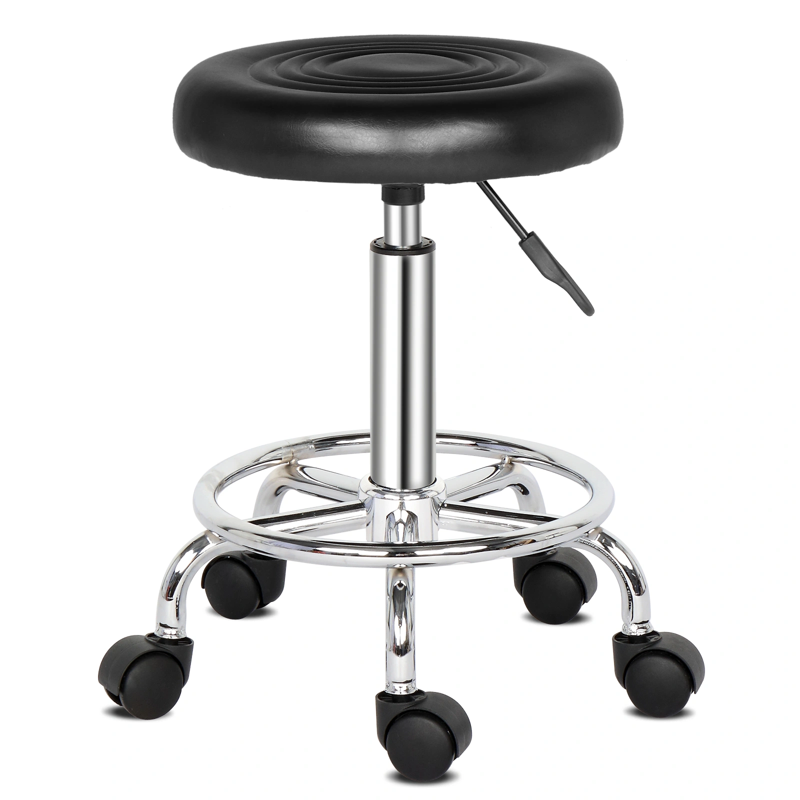 Round Stool with Lines Rotation Bar Stool Black view 6