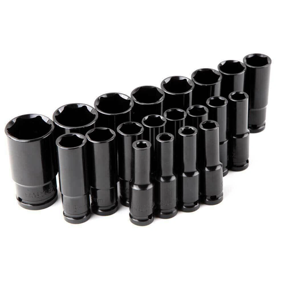 20 Piece Deep Impact Socket Set 1/2" Drive 6-Point Metric 8-32mm Heavy Duty Chrome Vanadium Tools UK view 3