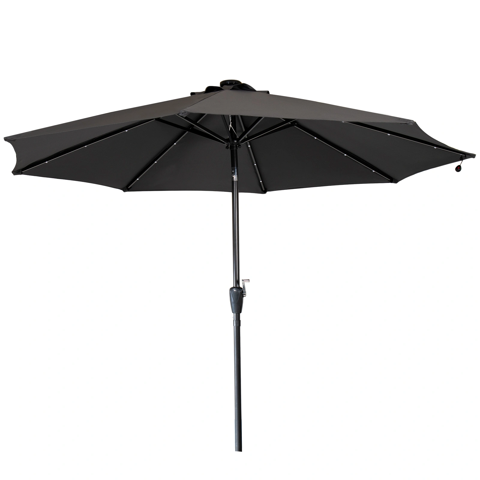 7M Garden Parasol Solar LED Lights, 8 Ribs Patio Umbrella, Crank Tilt UV Outdoor Sunshade view 2