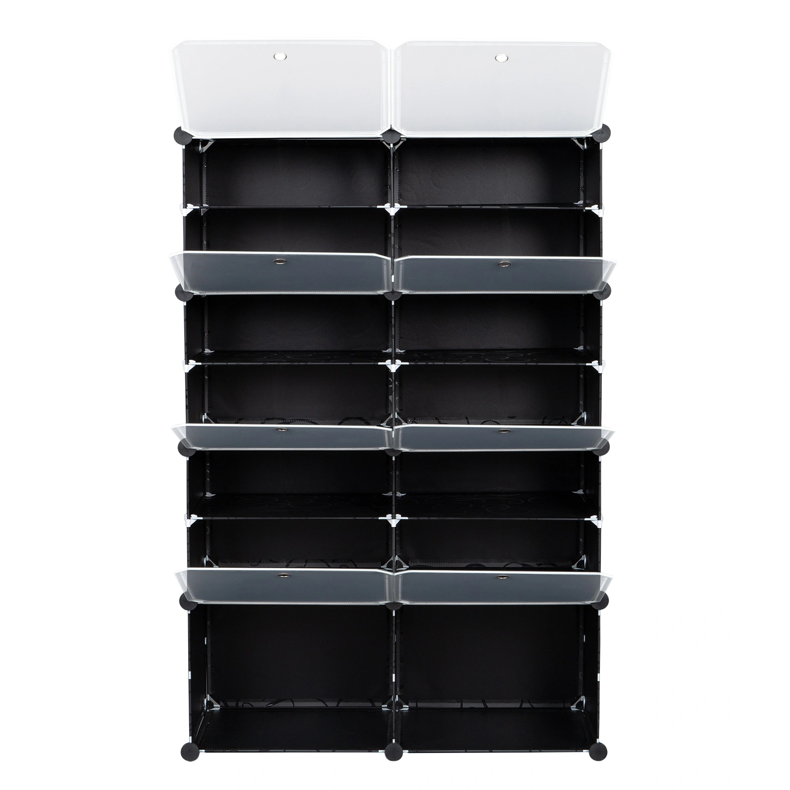 7-Tier Shoe Rack Organizer, 28 Pair Portable Expandable Tower with 14 Grids, for Heels Boots Slippers, Black view 2