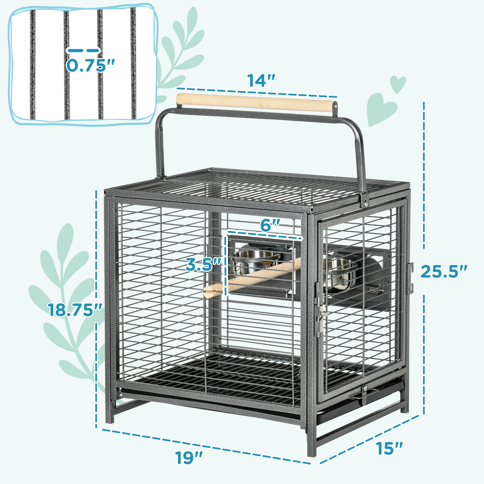 Indoor Bird Cage Flight Playpen with Stand for Parakeets Cockatiels Small Birds view 2