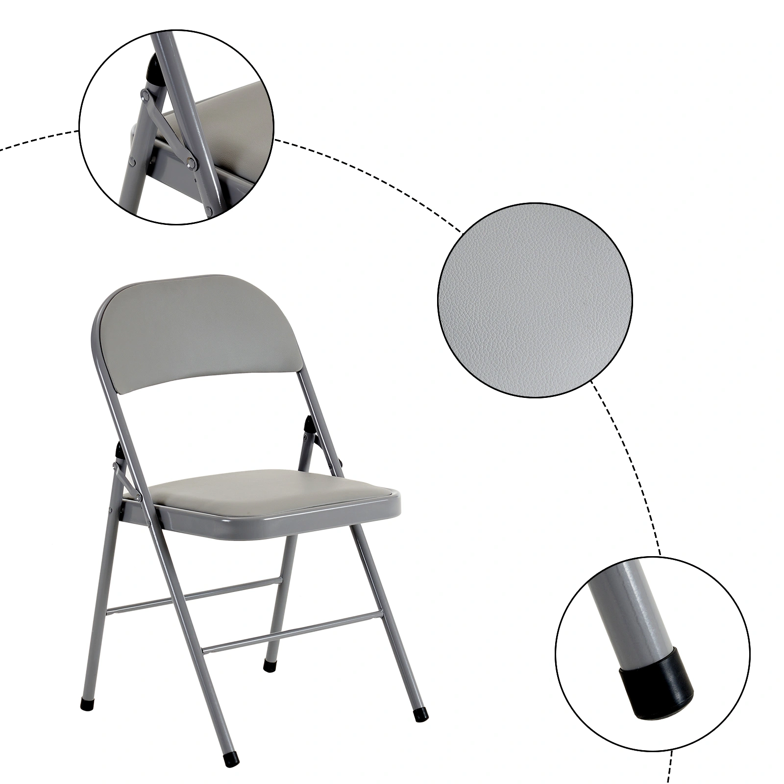 6pcs Elegant Foldable Iron & PVC Chairs for Convention & Exhibition Gray view 10