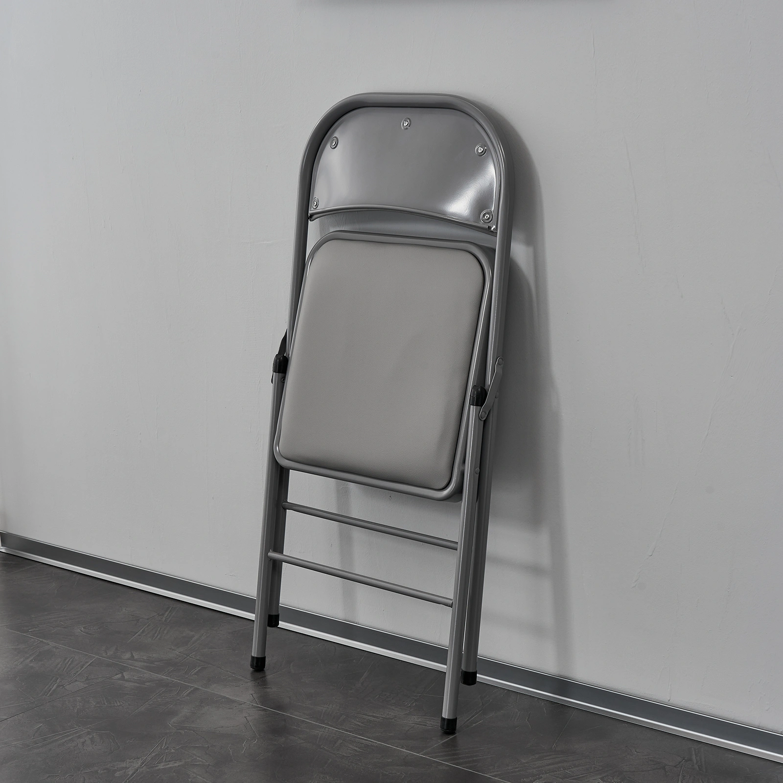 6pcs Elegant Foldable Iron & PVC Chairs for Convention & Exhibition Gray view 51