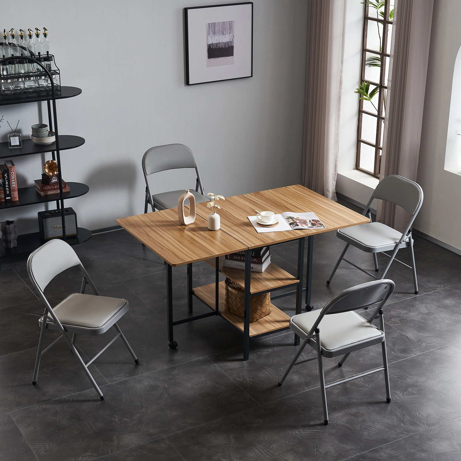 6pcs Elegant Foldable Iron & PVC Chairs for Convention & Exhibition Gray view 57