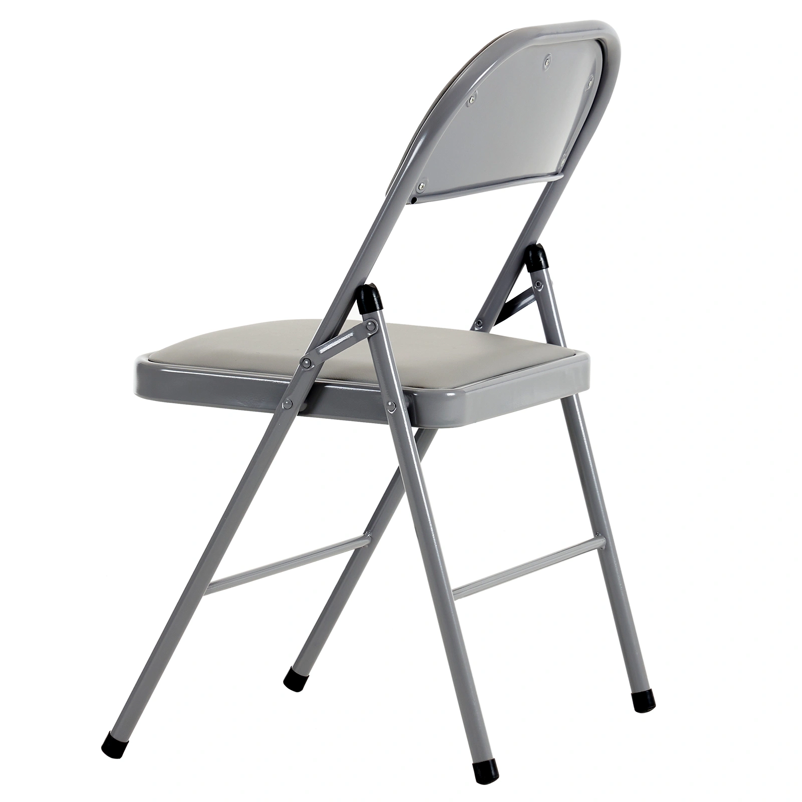 6pcs Elegant Foldable Iron & PVC Chairs for Convention & Exhibition Gray view 9