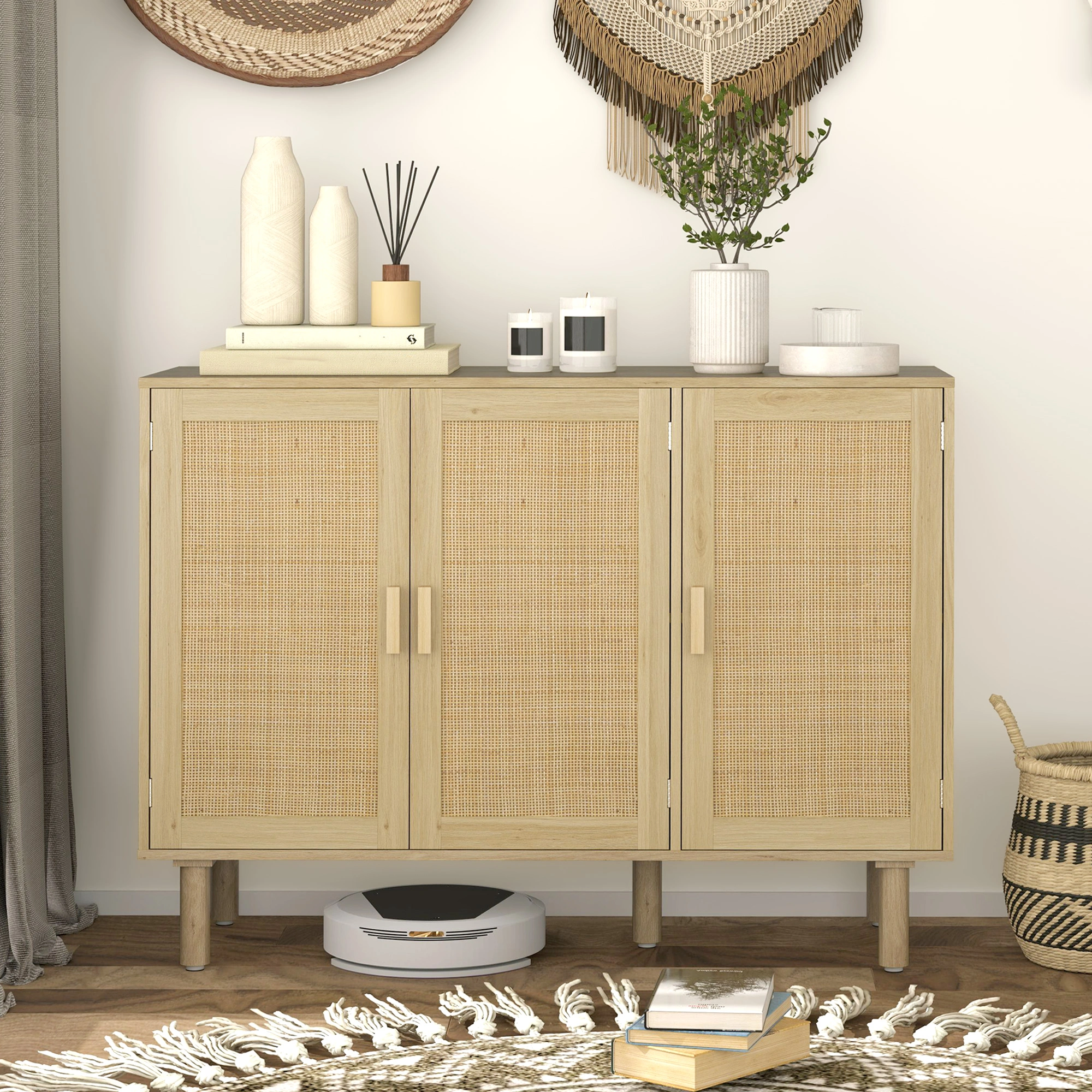 Heavy-Duty Kitchen Storage Cabinet - Tall Freestanding Cupboard with Adjustable Shelves - Modern Design for Home or Office Use view 2
