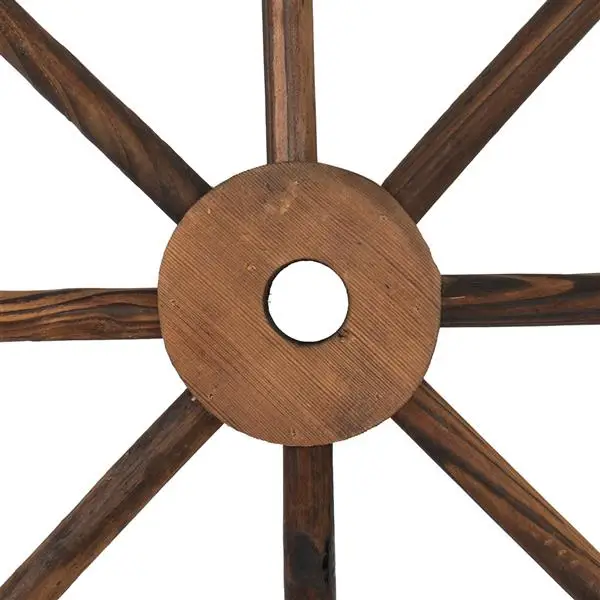 2pcs 24-Inch Old Western Style Garden Art Wall Decor Wooden Wagon Wheel Brown view 6