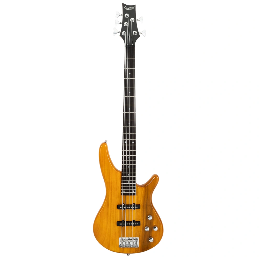 GIB Electric 5 String Bass Guitar Full Size Bag Strap Pick Connector Wrench Tool Transparent Yellow