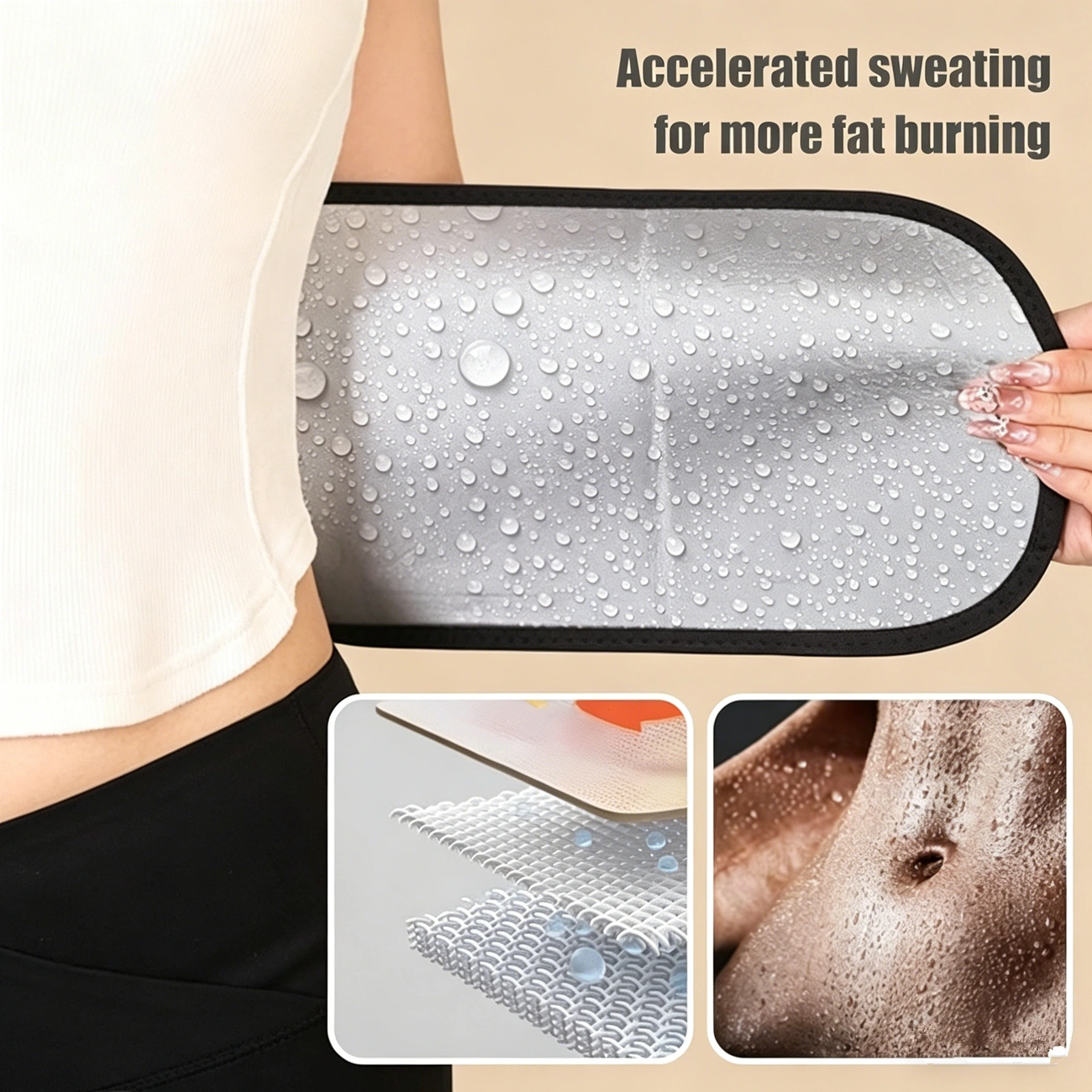 Waist Trimmer Belt Body Shaper Weight Loss Girdle Waist Trainer with Phone Pocket, Black Silver, Adjustable Fitness Corset for Women view 5