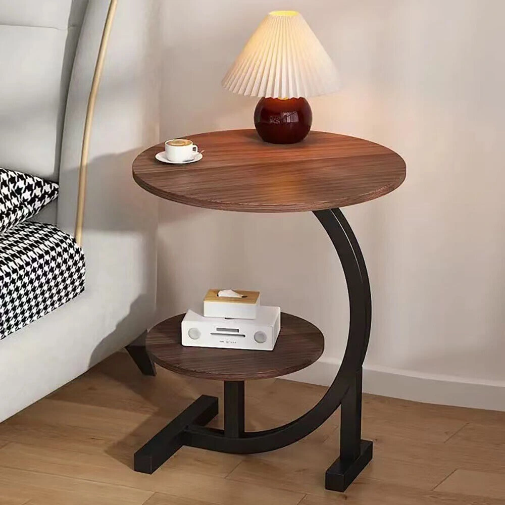 C Shaped Side Table Metal End Table for Sofa Living Room, Small Coffee Table & Bedside Nightstand view 4