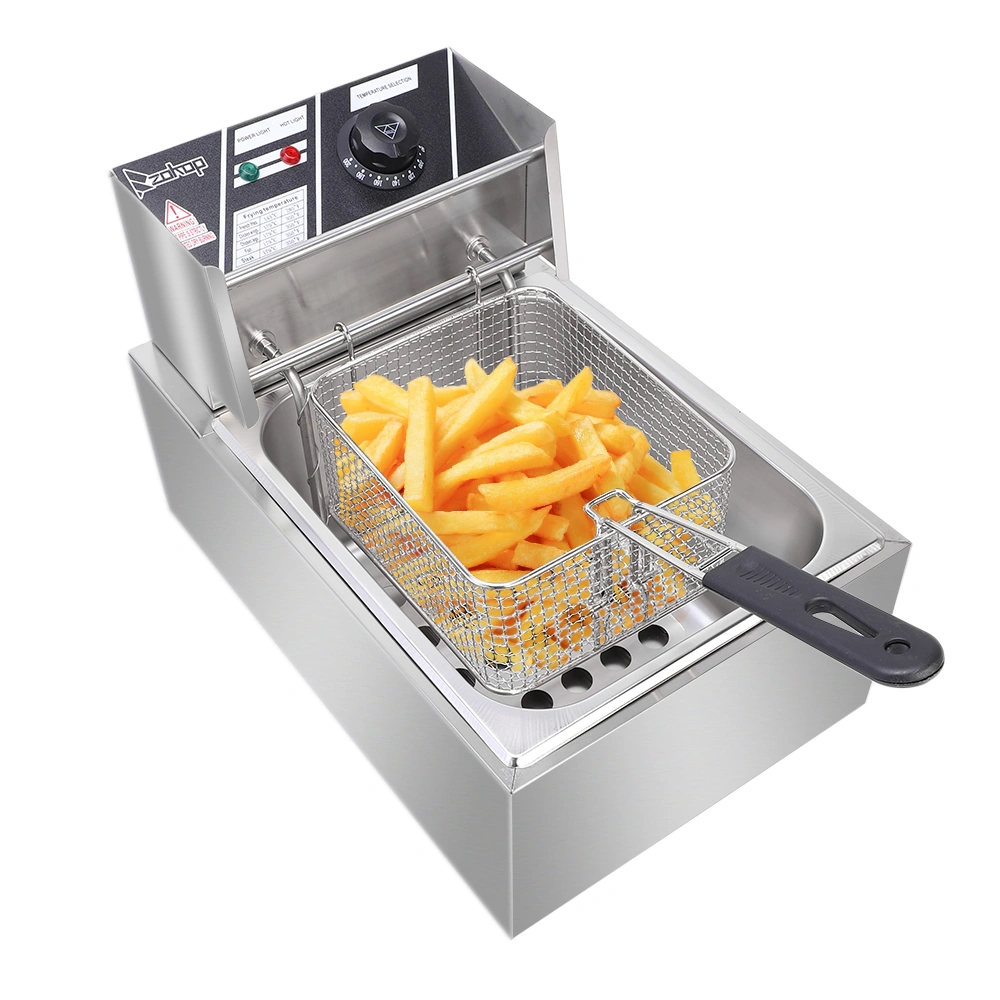 EH81 Electric Deep Fryer 2500W 6.3QT/6L Stainless Steel Single Cylinder 220-240V UK Plug Commercial Kitchen Appliance view 2