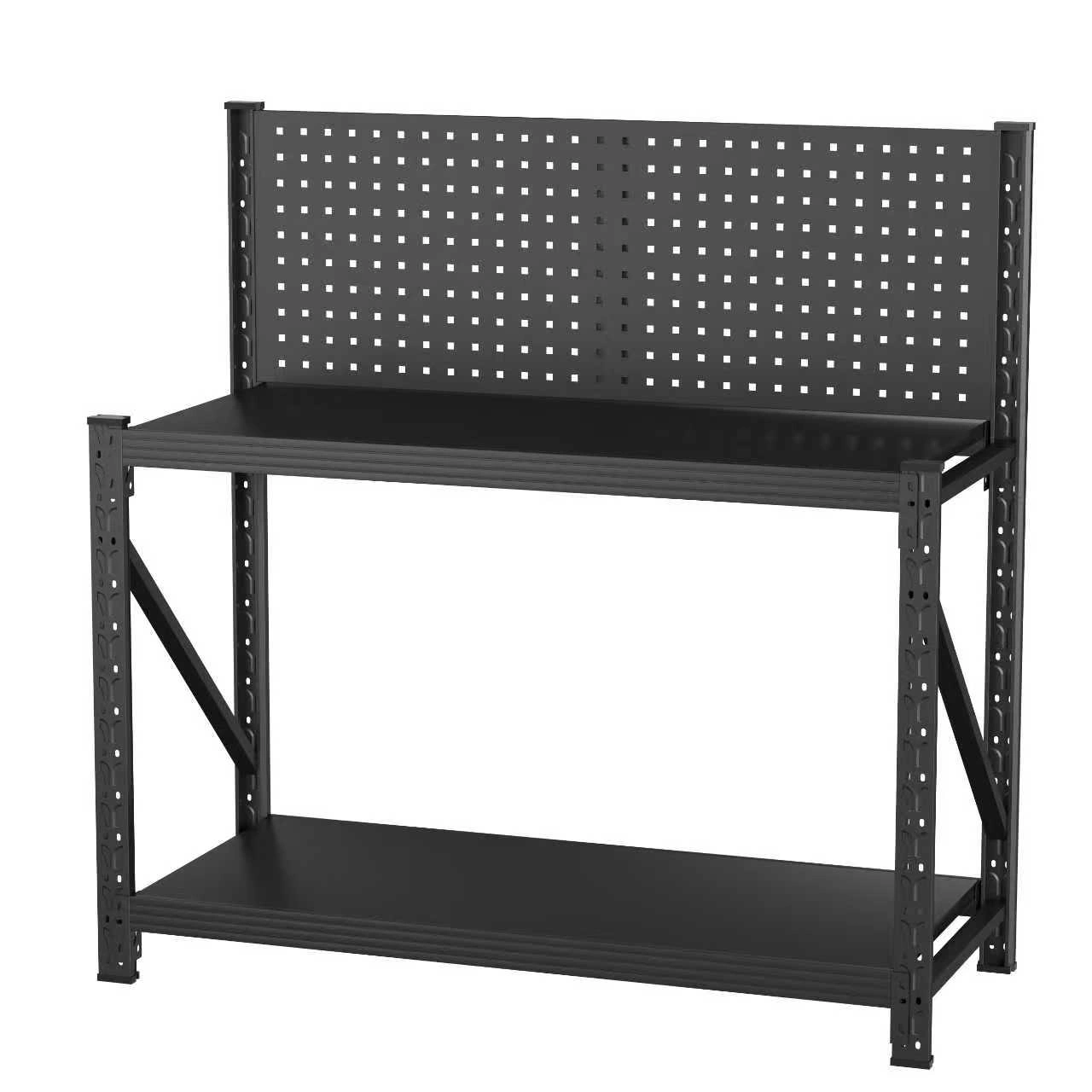 Heavy Duty Workbench 3000 lbs Capacity with Pegboard, Wheels, Adjustable Shelves, Tool Cart Work Table for Garage Warehouse, 47.2"H x 47.09"W x 19"D