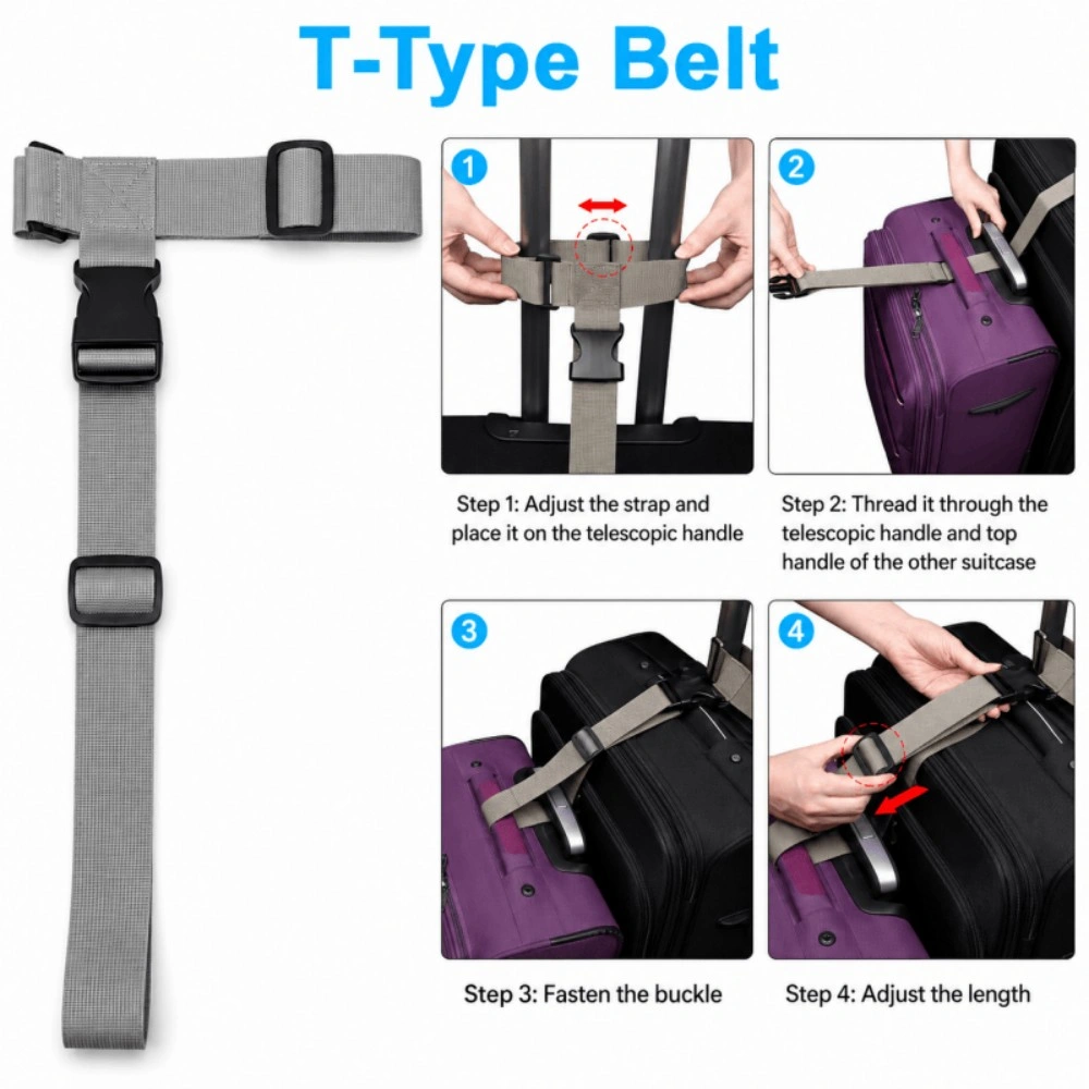 Adjustable Luggage Connector Straps - Attach 2 or 3 Suitcases Together, Secure Travel Bag Straps view 5