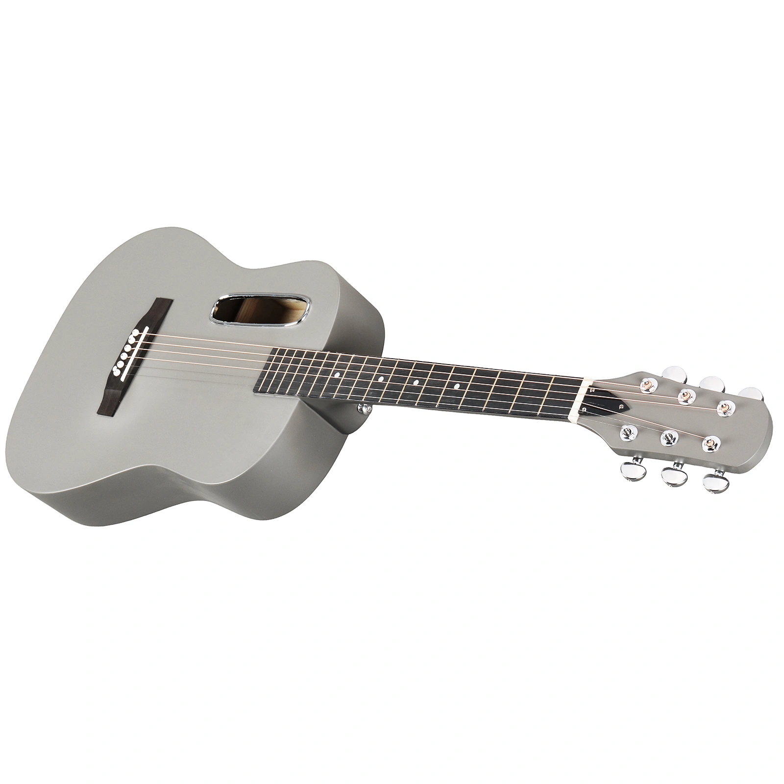 38 Inch Acoustic Guitar for Beginners, H Body Basswood Folk Guitar, 6-String Student Guitar with Case, Picks & Strap, Matte Gray view 3