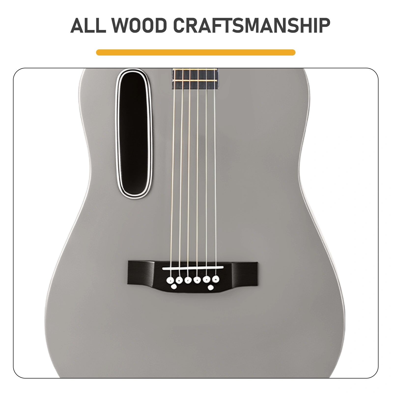 38 Inch Acoustic Guitar for Beginners, H Body Basswood Folk Guitar, 6-String Student Guitar with Case, Picks & Strap, Matte Gray view 5