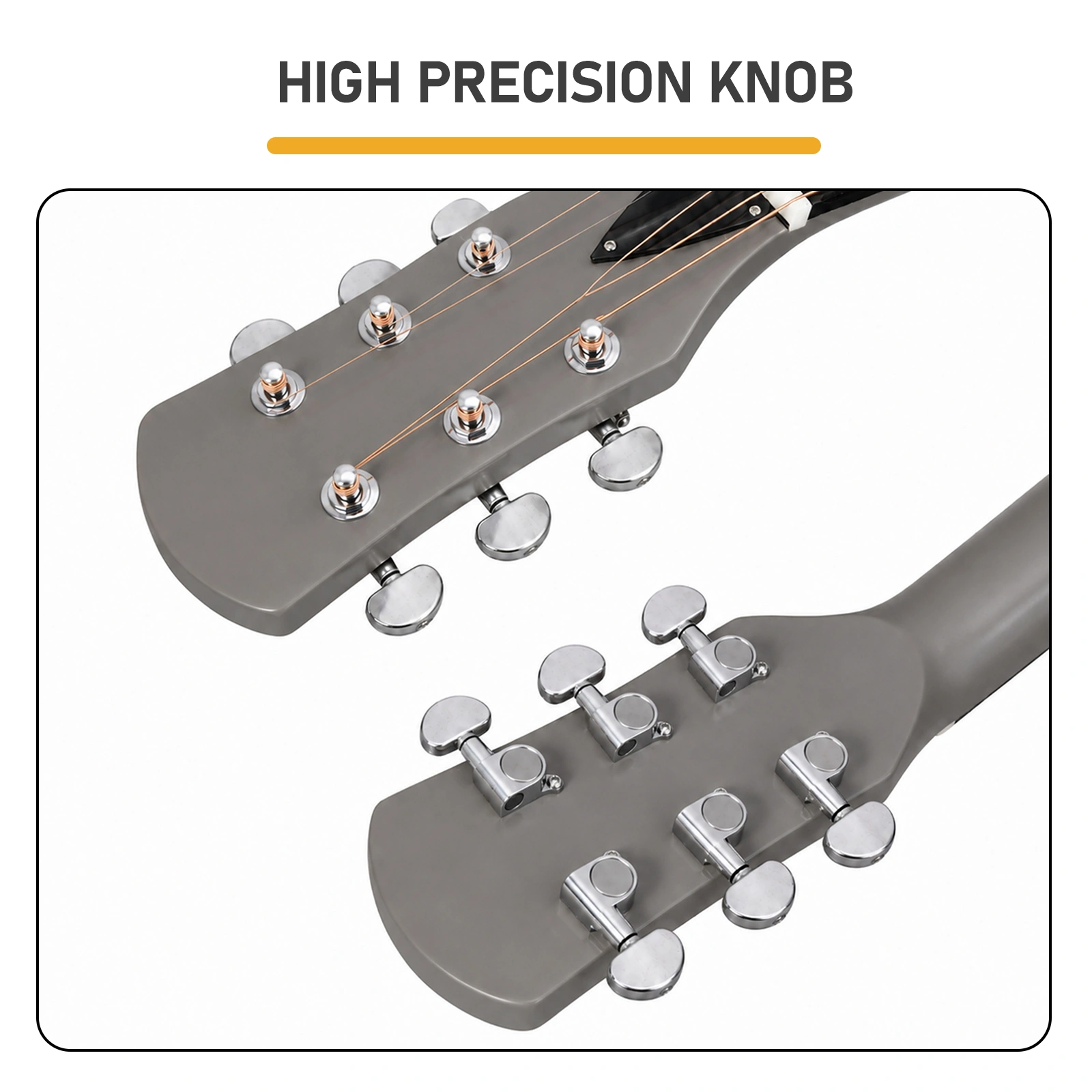 38 Inch Acoustic Guitar for Beginners, H Body Basswood Folk Guitar, 6-String Student Guitar with Case, Picks & Strap, Matte Gray view 7