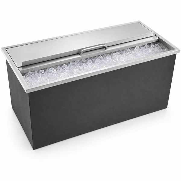 Drop-In Ice Chest, Stainless Steel Ice Storage Box with Sliding Lid and Drain Hose, Ice Bin for Chilled Wine, Beer, Beverage (36 x 18 x 14 Inches) view 2