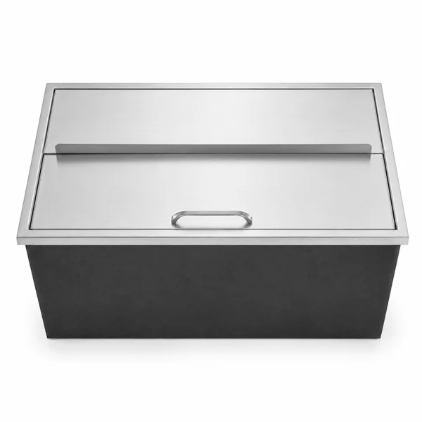 Drop-In Ice Chest, Stainless Steel Ice Storage Box with Sliding Lid and Drain Hose, Ice Bin for Chilled Wine, Beer, Beverage (36 x 18 x 14 Inches)