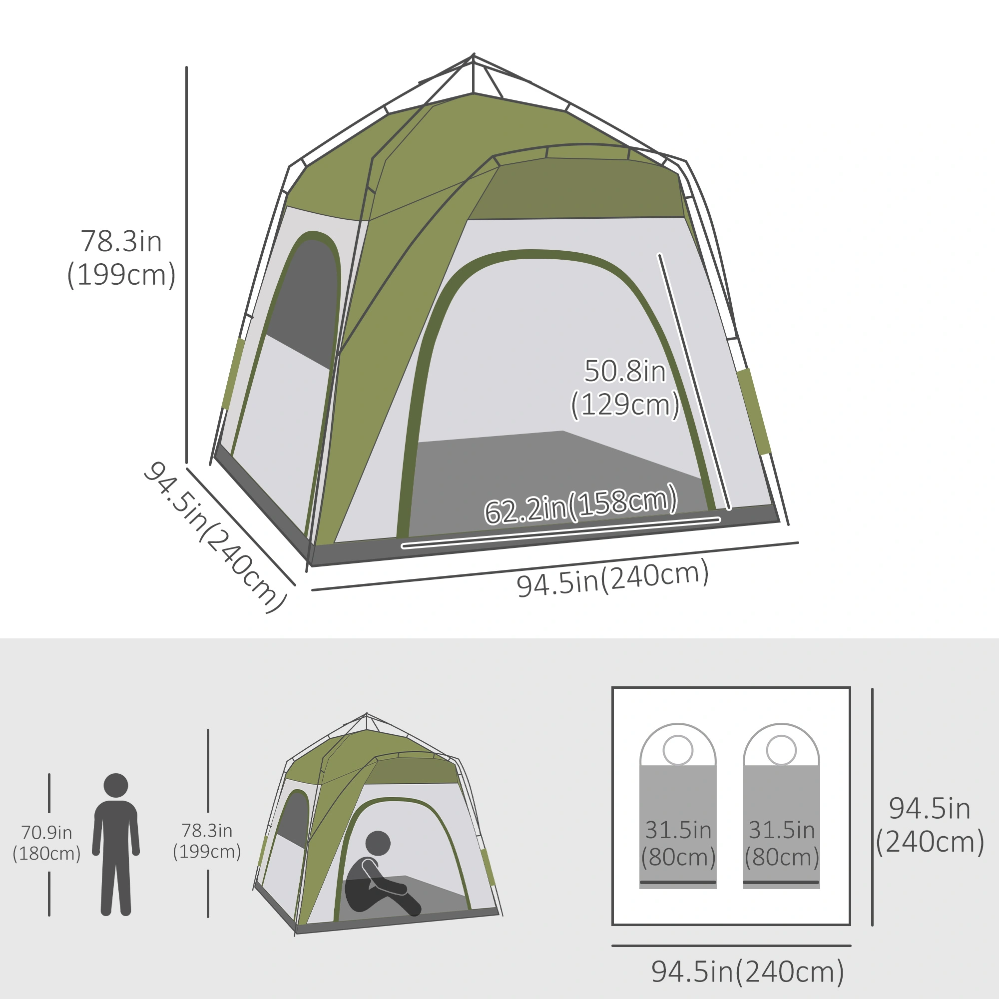 Family Camping Tent - Waterproof Outdoor Hiking Shelter with Easy Setup for 4-6 Person Use view 3
