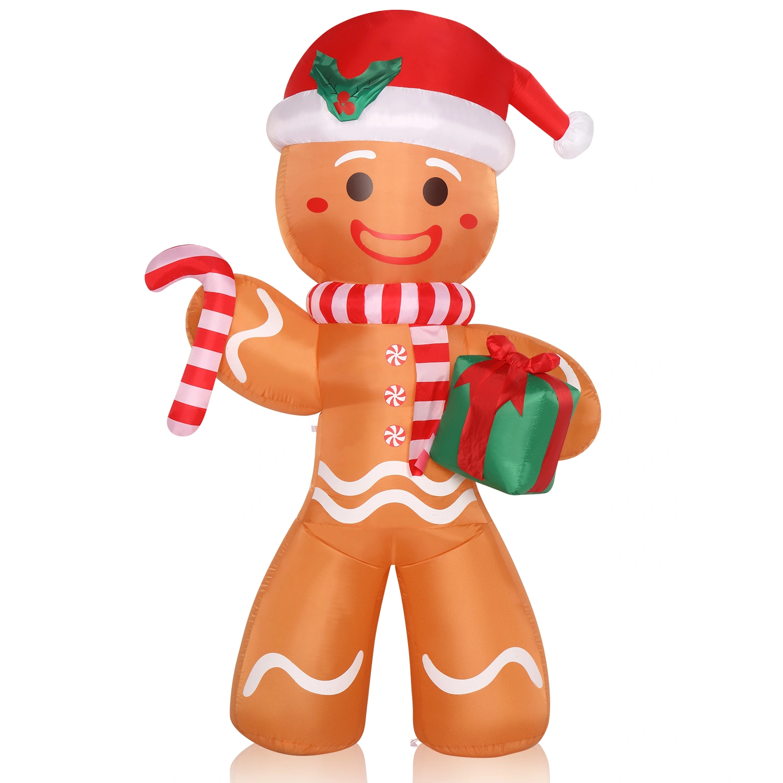 8ft Gingerbread Man String Lights, 5 LED 15W Candy Cane Gift Holders, Outdoor Garden Christmas Decoration for Yard & Lawn