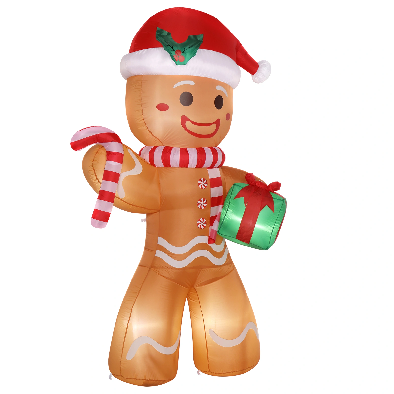 8ft Gingerbread Man String Lights, 5 LED 15W Candy Cane Gift Holders, Outdoor Garden Christmas Decoration for Yard & Lawn view 10