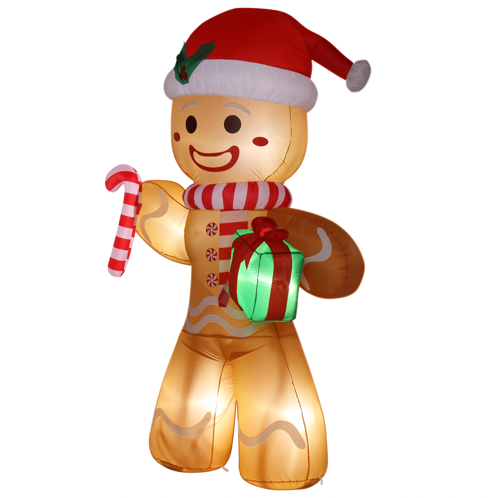 8ft Gingerbread Man String Lights, 5 LED 15W Candy Cane Gift Holders, Outdoor Garden Christmas Decoration for Yard & Lawn view 5