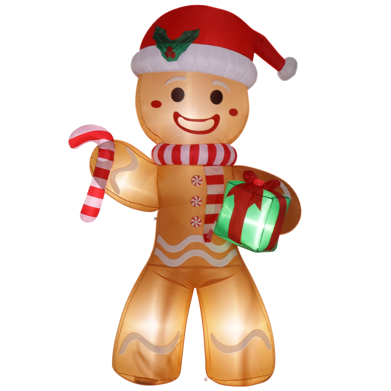 8ft Gingerbread Man String Lights, 5 LED 15W Candy Cane Gift Holders, Outdoor Garden Christmas Decoration for Yard & Lawn view 6