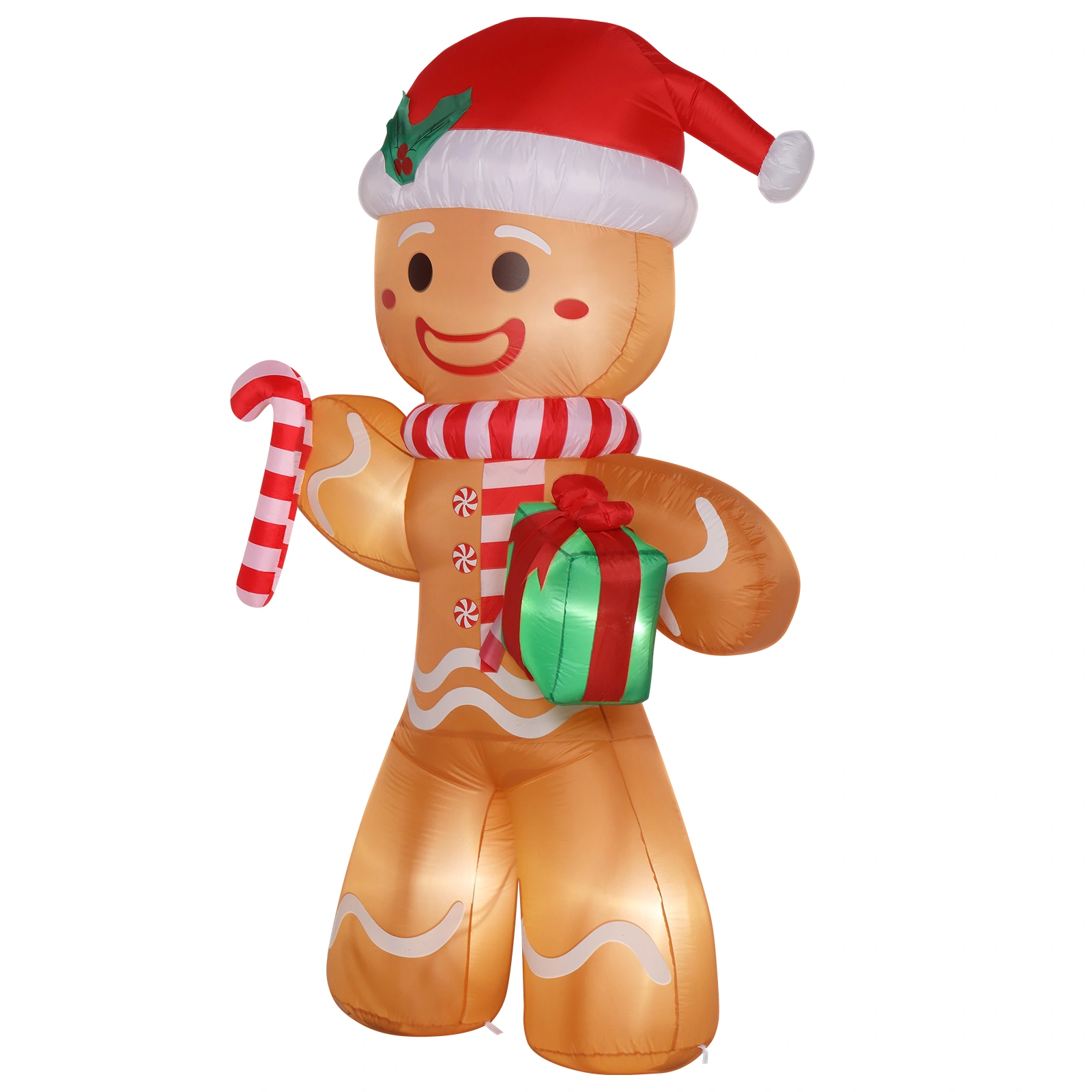 8ft Gingerbread Man String Lights, 5 LED 15W Candy Cane Gift Holders, Outdoor Garden Christmas Decoration for Yard & Lawn view 7