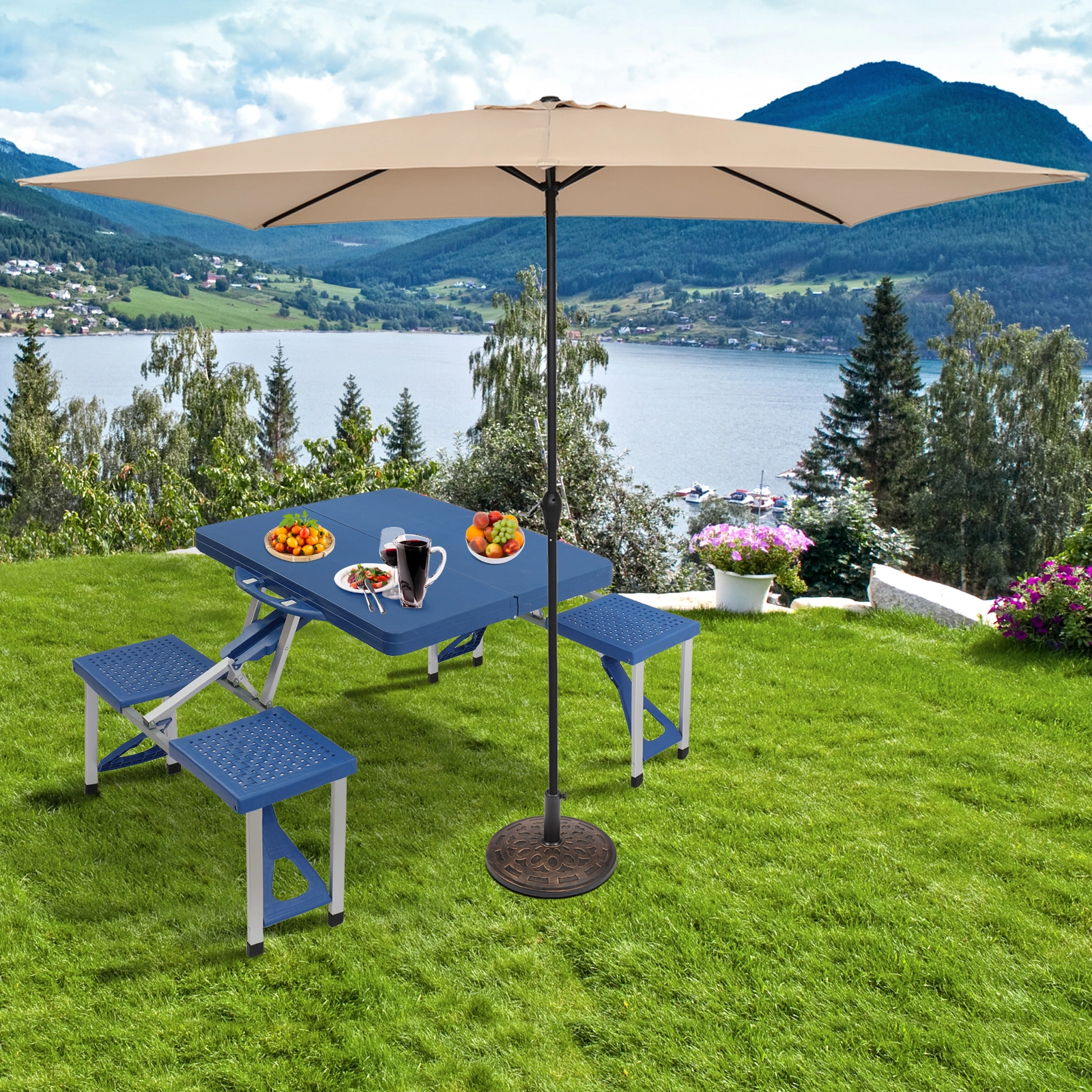 Siamese Folding Tables and Chairs-Plastic PS Thickening view 35
