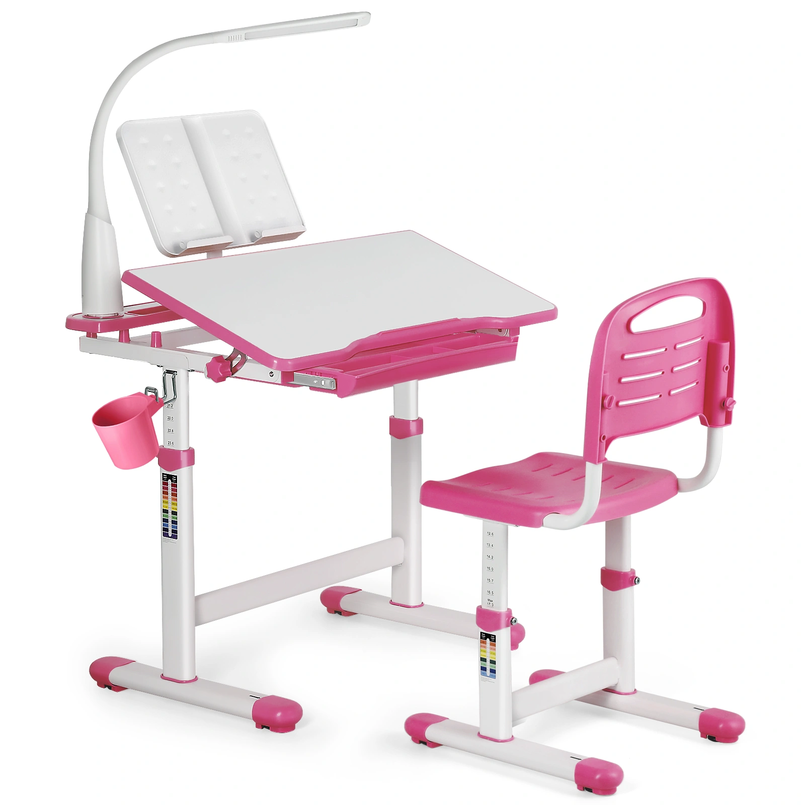 Kids Desk and Chair Set, Study Writing Table and Seat for Children, Adjustable Home School Furniture view 3