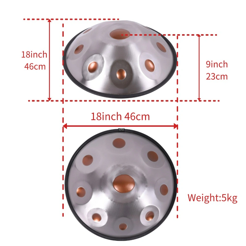 9 Note Gold-Eye Handpan Drum, Solid Color Steel Percussion Instrument, Decorative Hanger Drum for Home Office & Music view 4