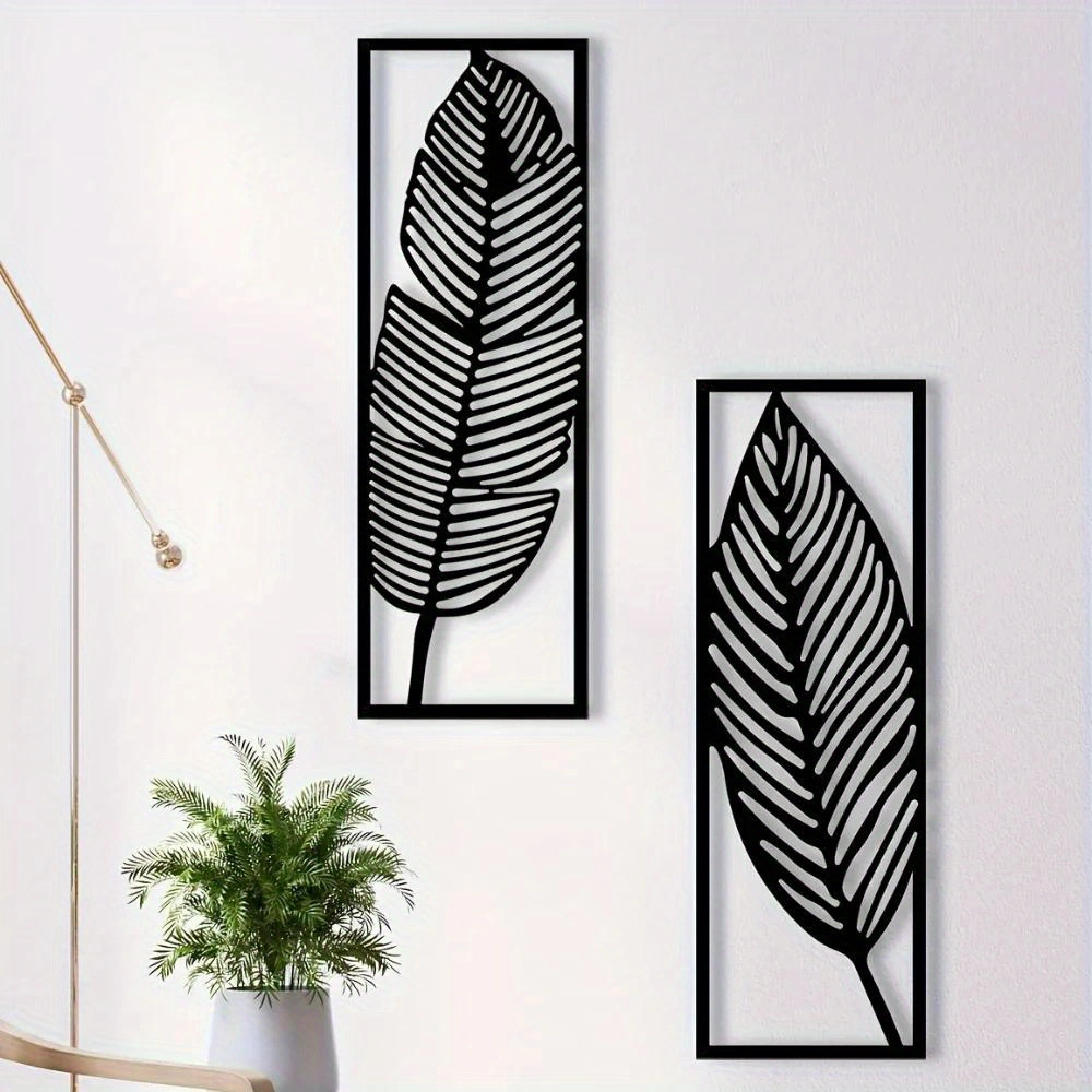 CIFbuy Vintage Botanical iron Wall Art Set Tropical Leaves Floral Printed Wall Hanging for Living Room Bedroom Kitchen Bathroom Decor (TikTok, temu pick-up service)