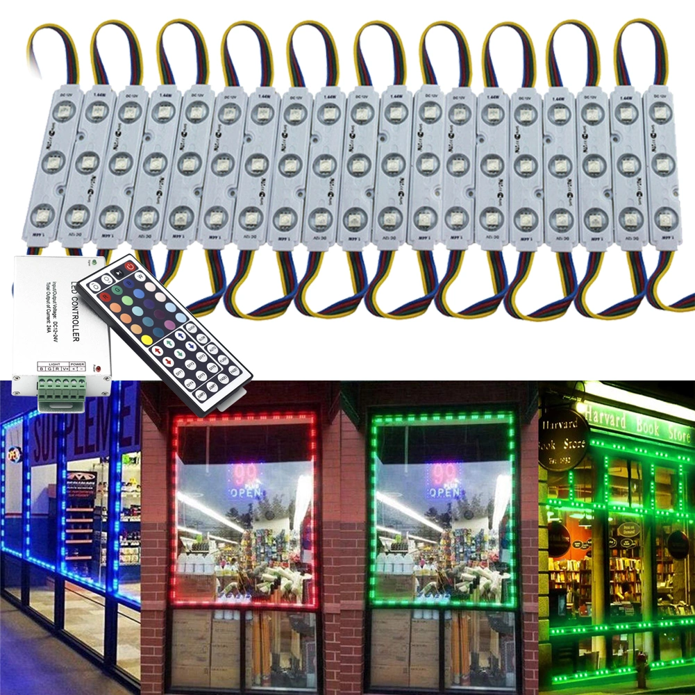 RGB SMD 5050 3 LED Strip Light Module 12V Sign Channel Letters Lamp with Controller for Store Window Display