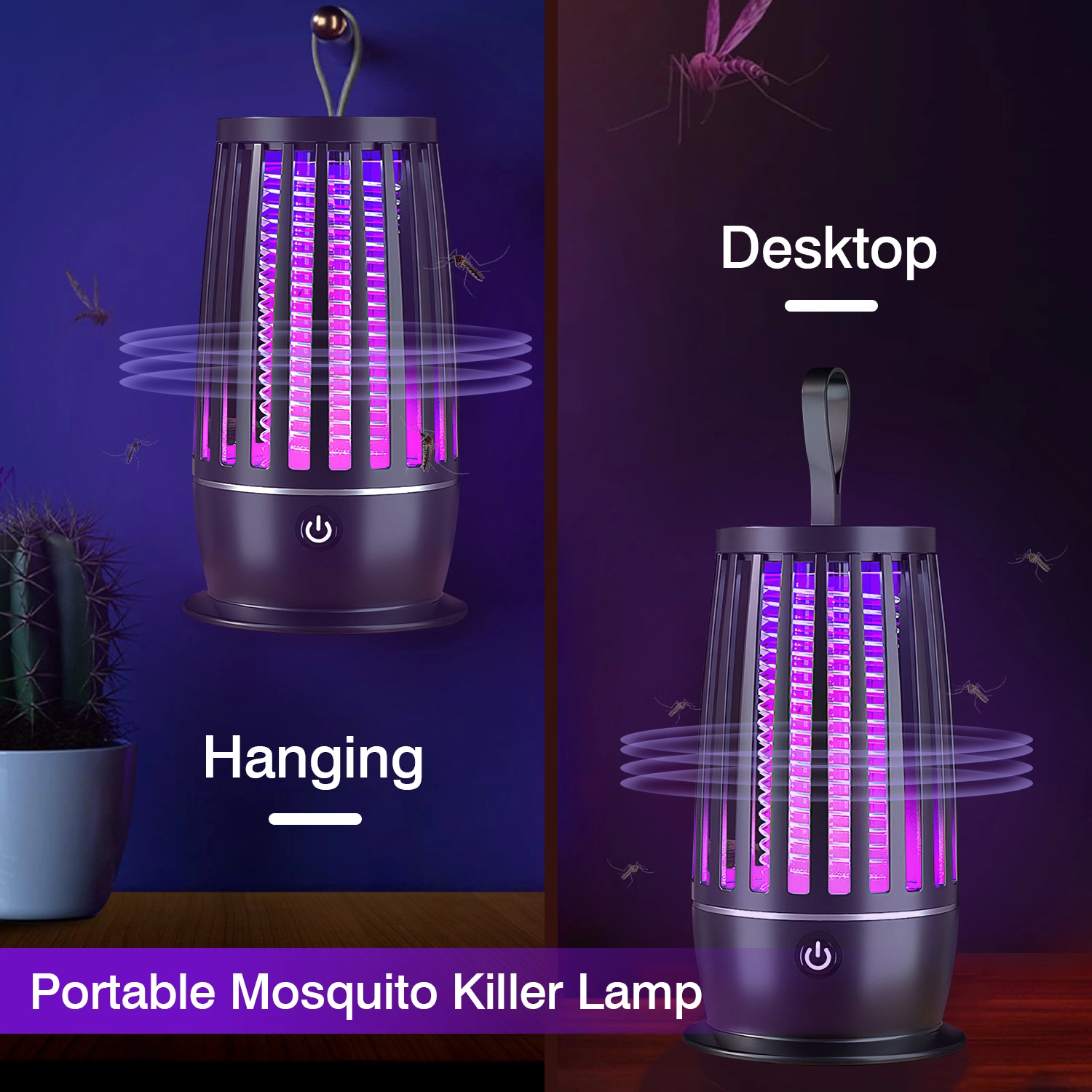 Rechargeable Mosquito Killer Lamp with Night Light, UV Bug Zapper & Strap, 1615 sq ft Range for Indoor Outdoor Use view 4